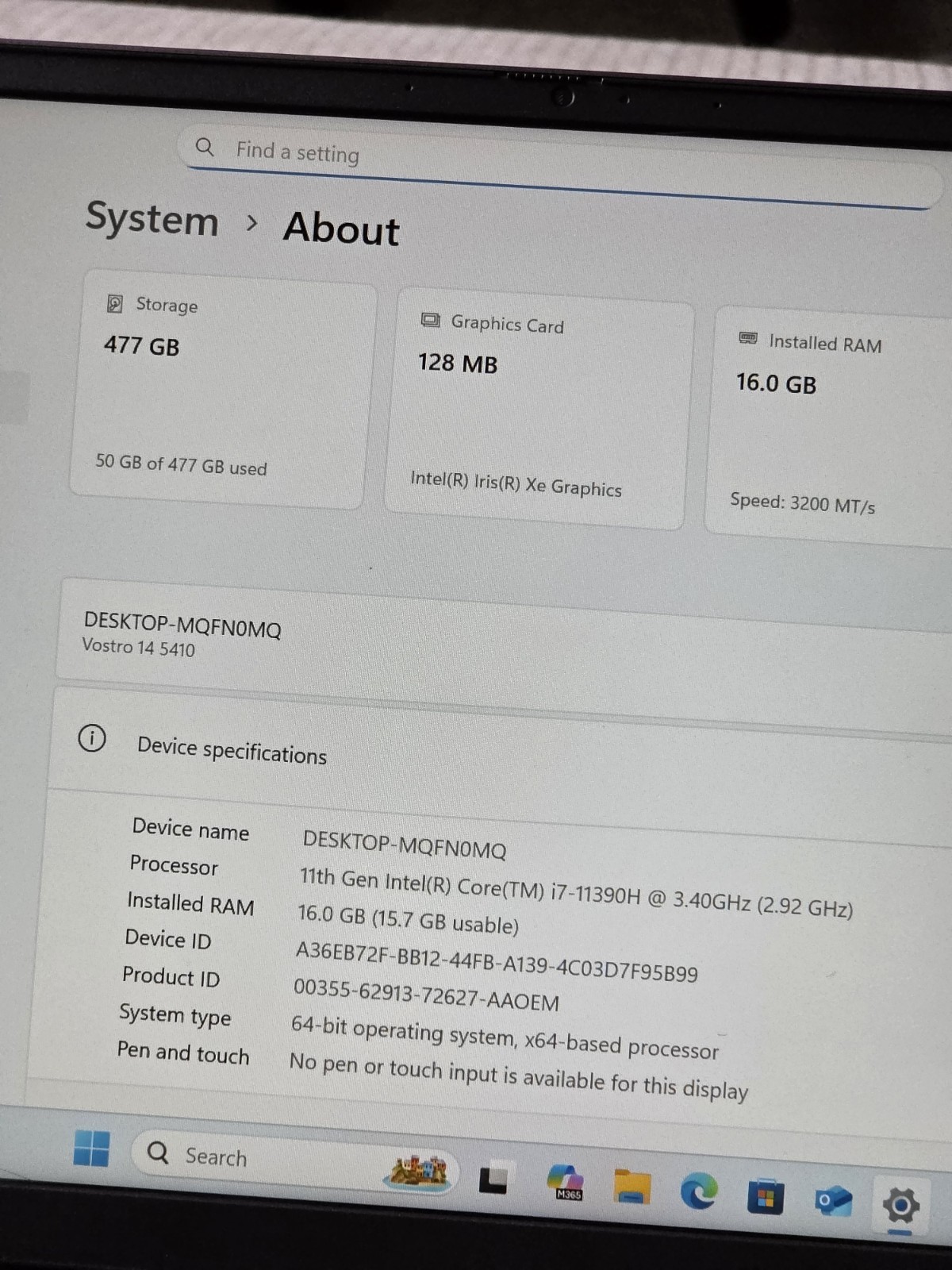 Dell Vostro 14 5410 14″ Intel Core i7-11390H, 16GB RAM, 512GB SSD Windows 11 Pro