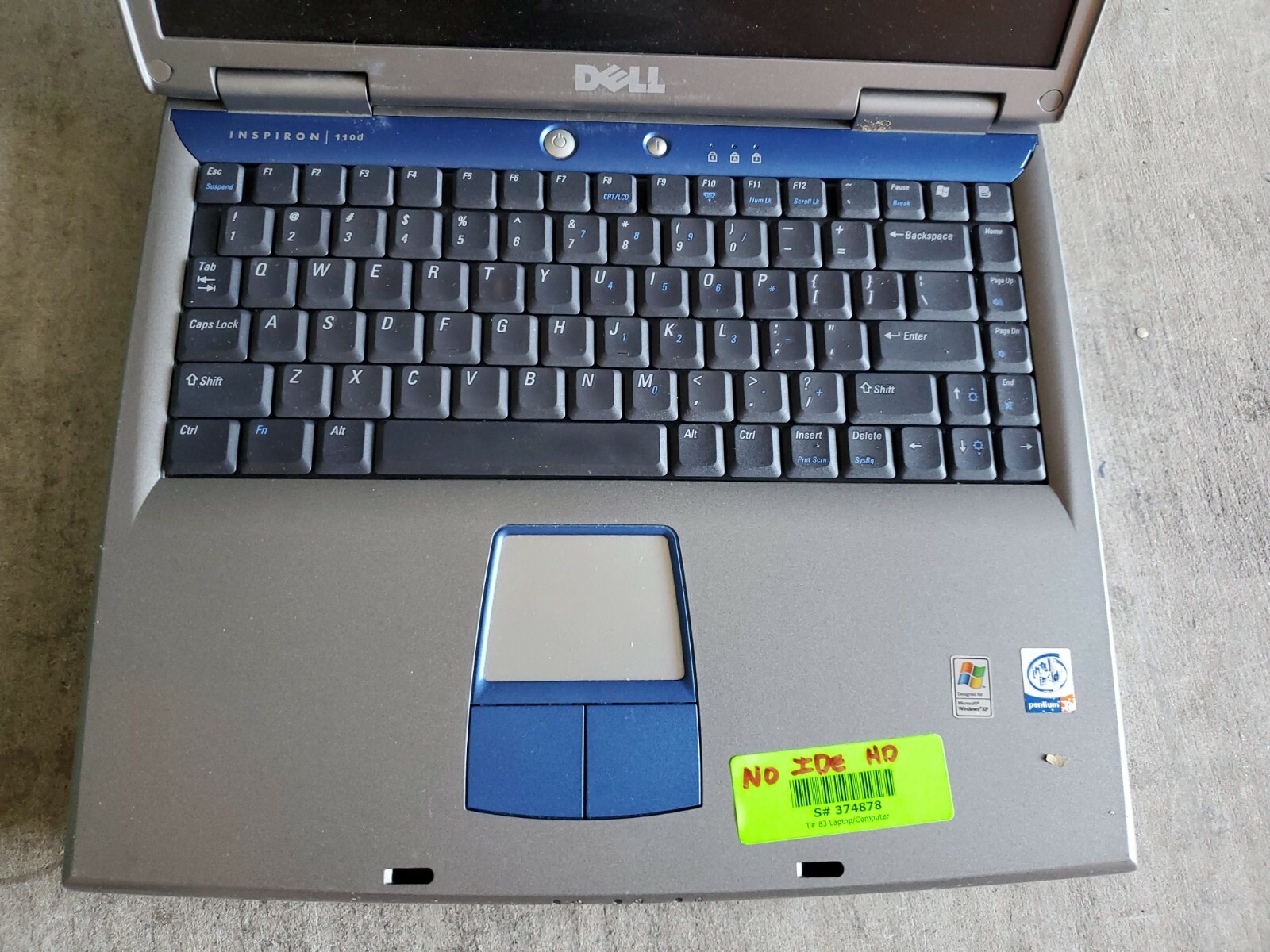 Dell Inspiron 1100 PP07L Laptop for Parts or Repair