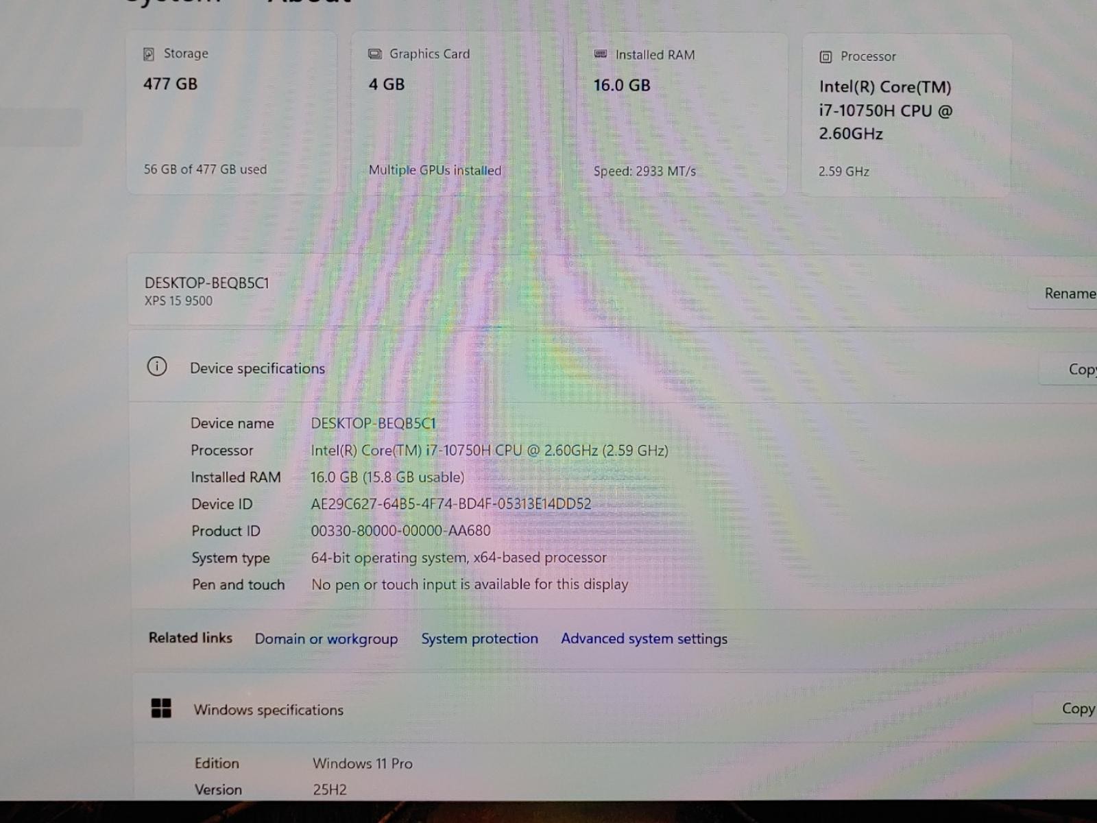 Dell XPS 15 9500 15.6″ i7-10750H 16GB 512GB GTX 1650 Ti Win11 *NO A/C* *READ*