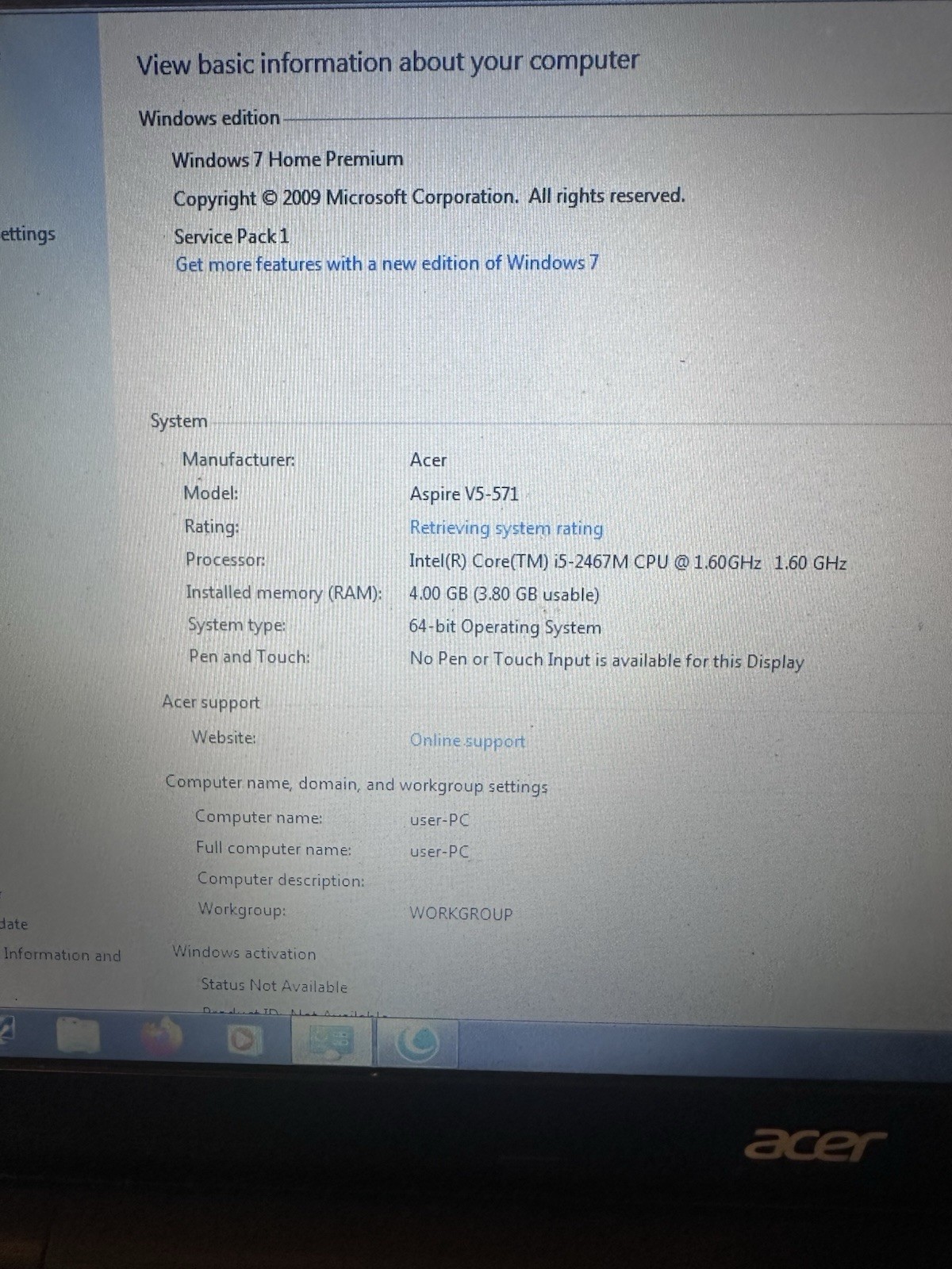 Acer Aspire E5-571 Series Model i5 Laptop