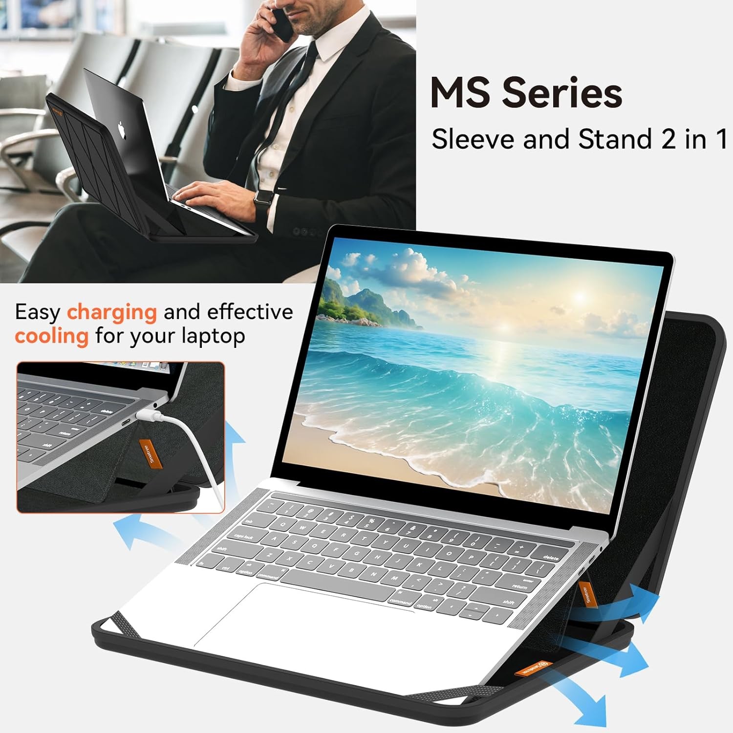 MS49T Hard EVA Protective Sleeve Case with Stand for 14 inch HP OmniBook 3 Next