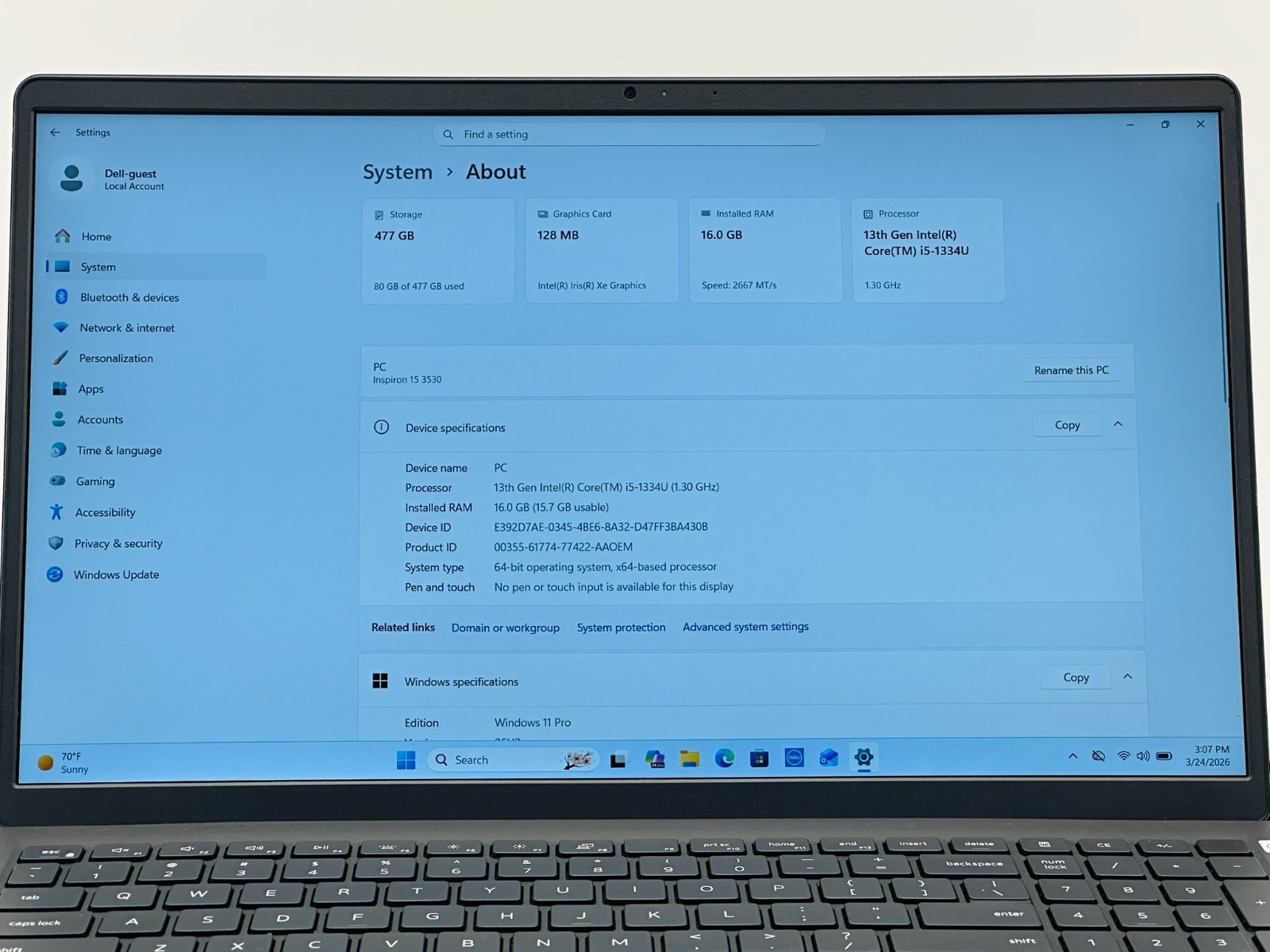 Dell Inspiron 15 3530 15.6in i5-1334U 1.30GHz 16GB RAM 512GB Windows 11 Home #17