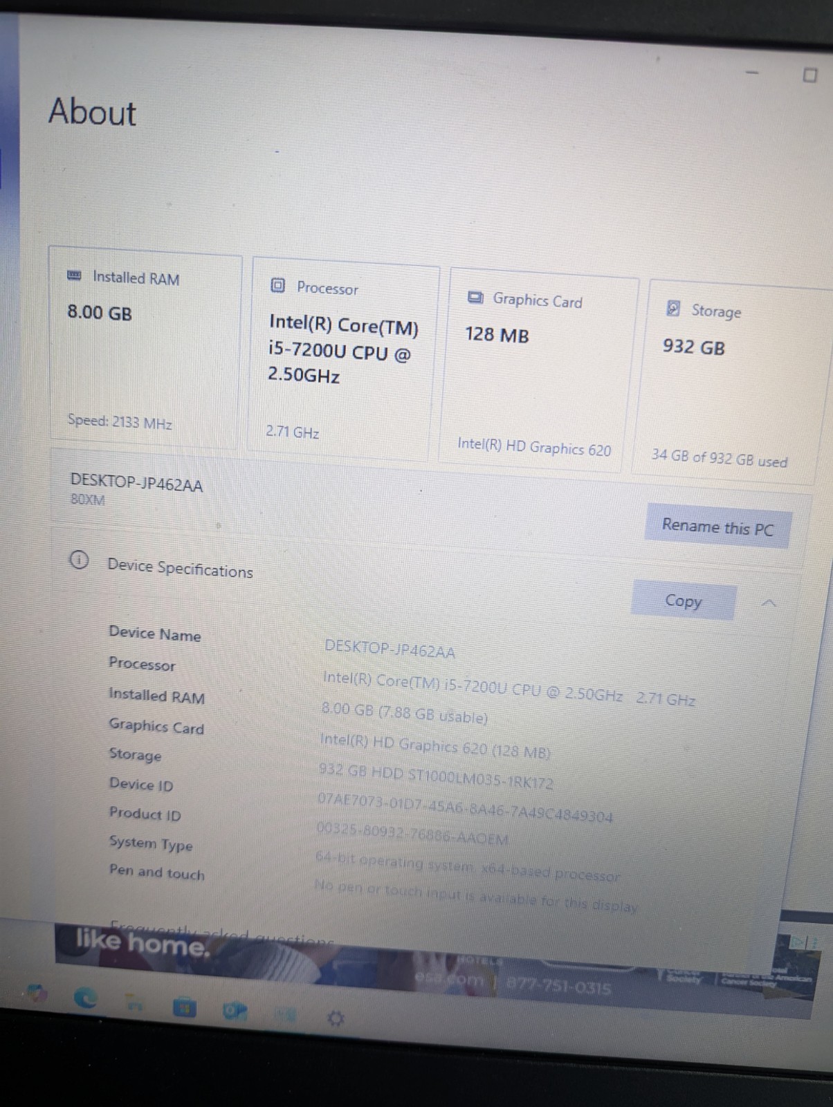 Lenovo Ideapad 320-17IKB 17.2in 1 TB HD 8 GB RAM i5-7200U Notebook Computer