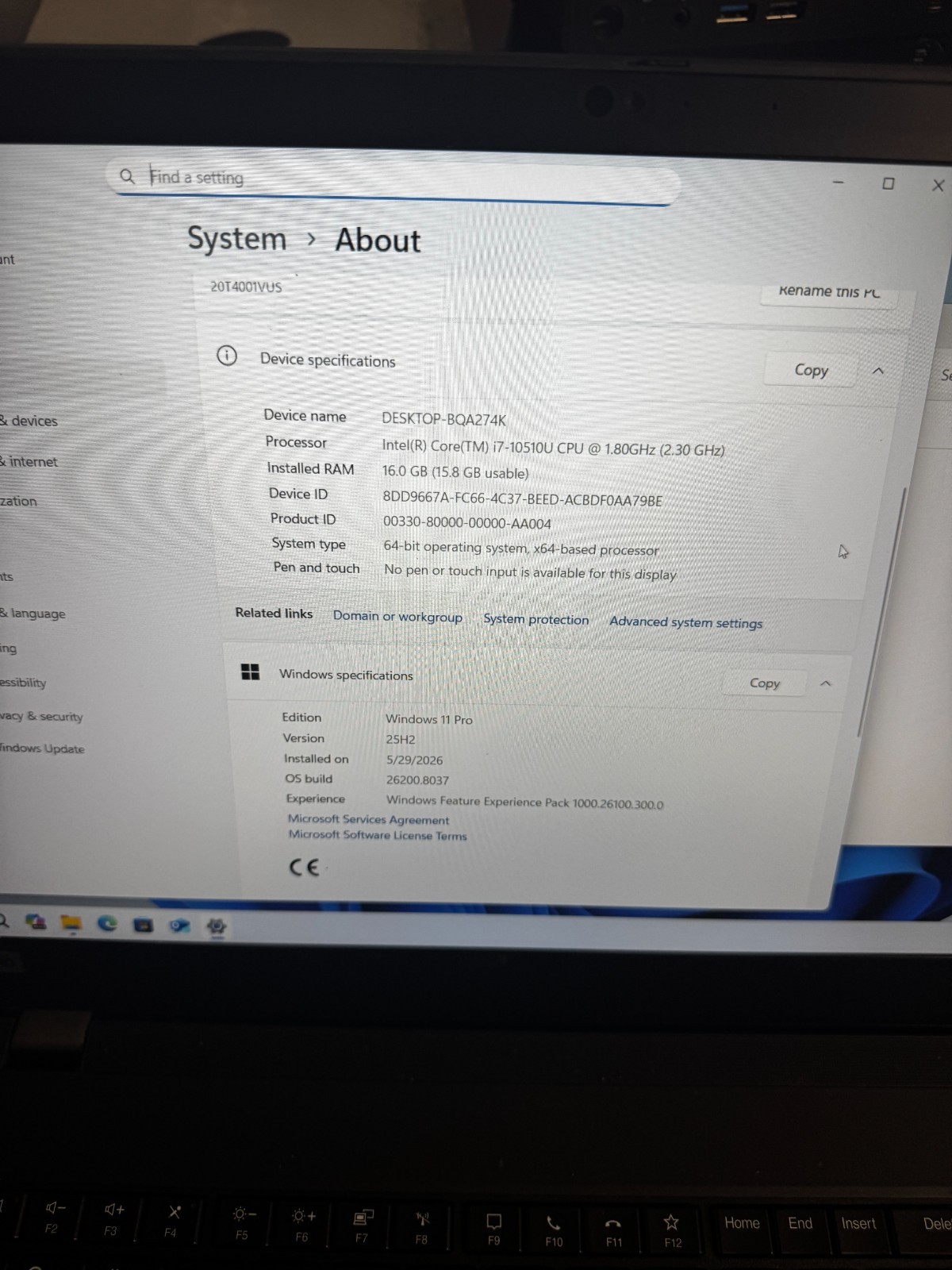 Lenovo ThinkPad P15s Gen 1 Core I7-10510 500GB SSD 16GB RAM *READ #5876
