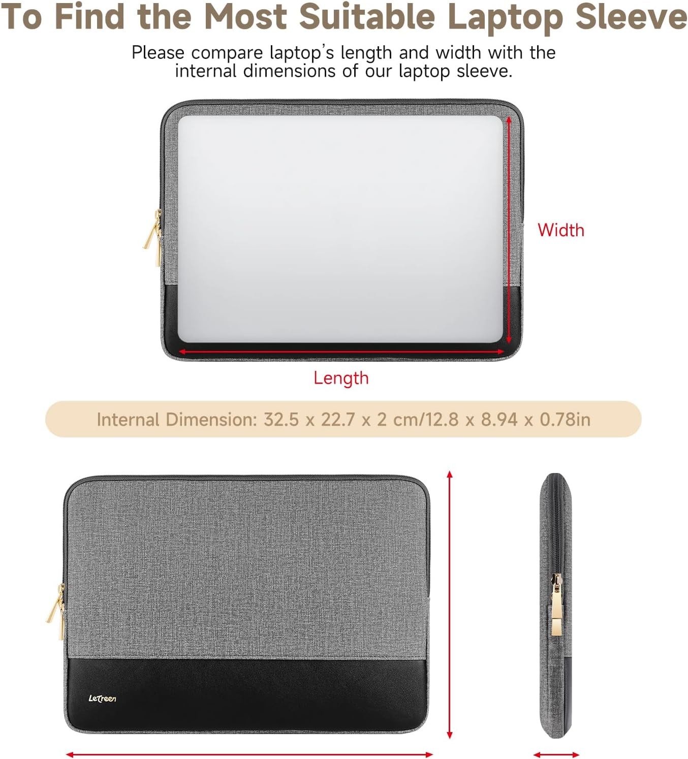 Water-Resistant Laptop Sleeve for 13.3 inch, Fits MacBook Pro/Air & More