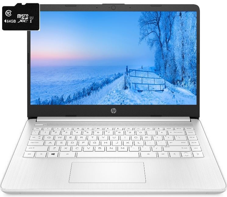 Newest HP 14” HD Laptop AMD Dual Core CPU 8GB RAM 128GB (64+64) Win11 White