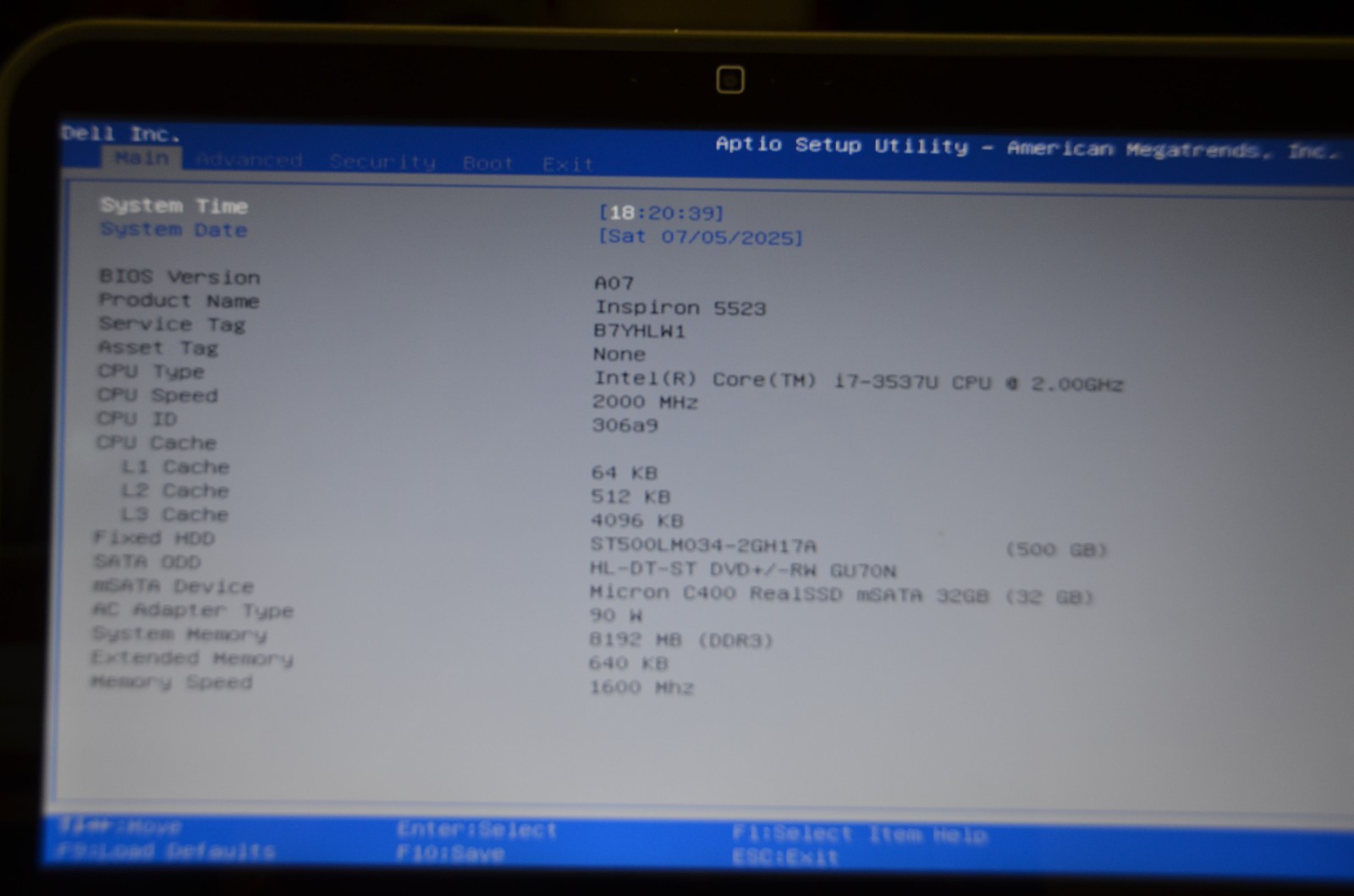 Dell 15z 5523 Touchscreen 15.6″ 500GB Intel i7-3537u 2GHz 8GB Win11 Pro