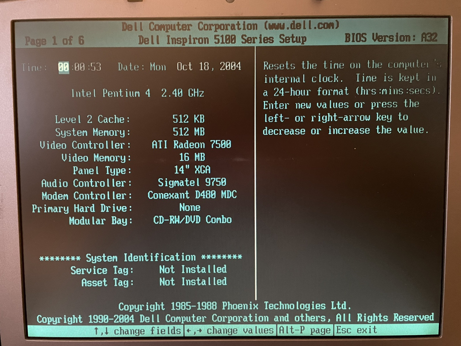 Dell Inspiron 5100 PP07L 14″ 512mb Ram Pentium 4 2.4 Ghz ATI Radeon 7500 NO HDD