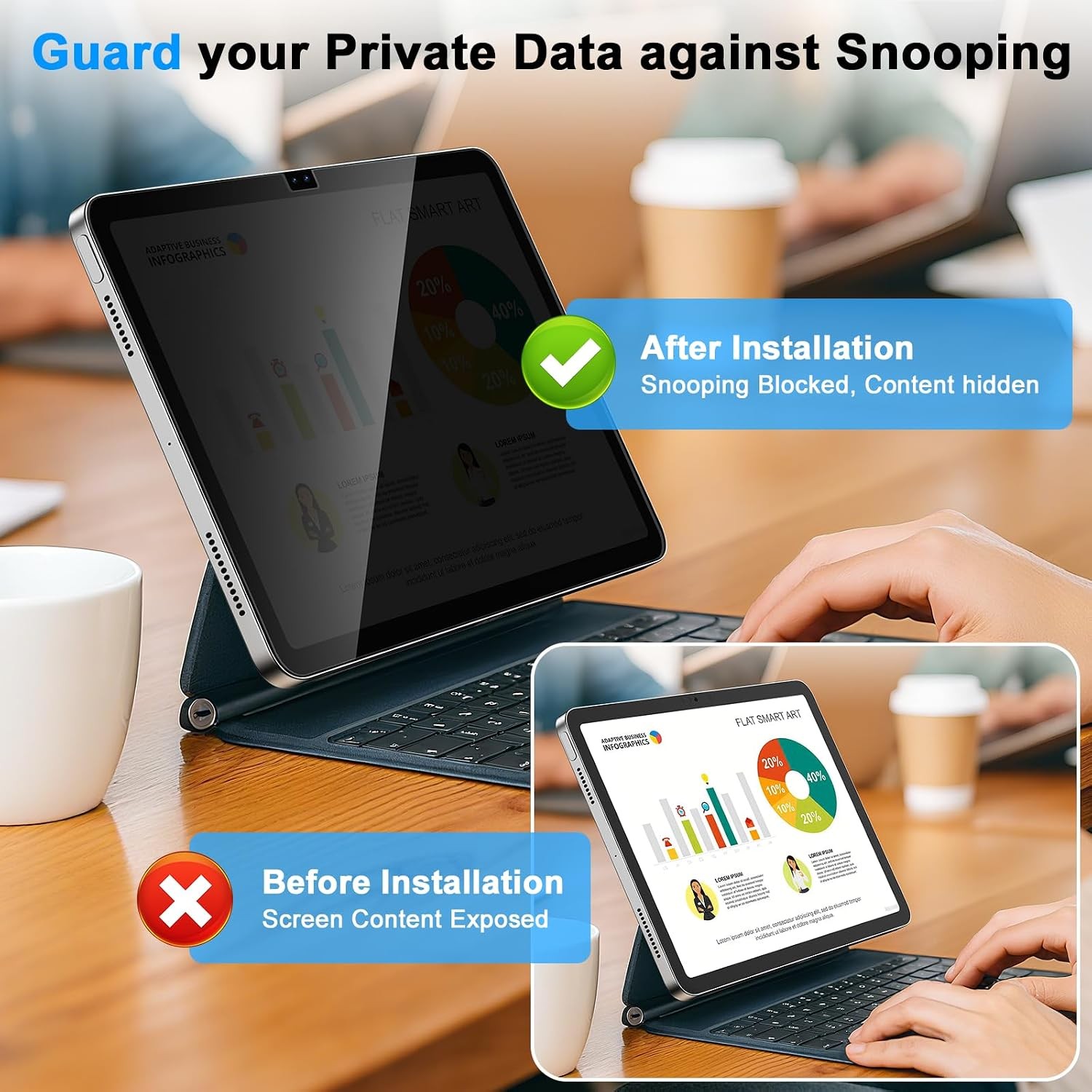 Privacy Screen Protector for iPad 11th Generation (A16) 2025/10th Gen 2022