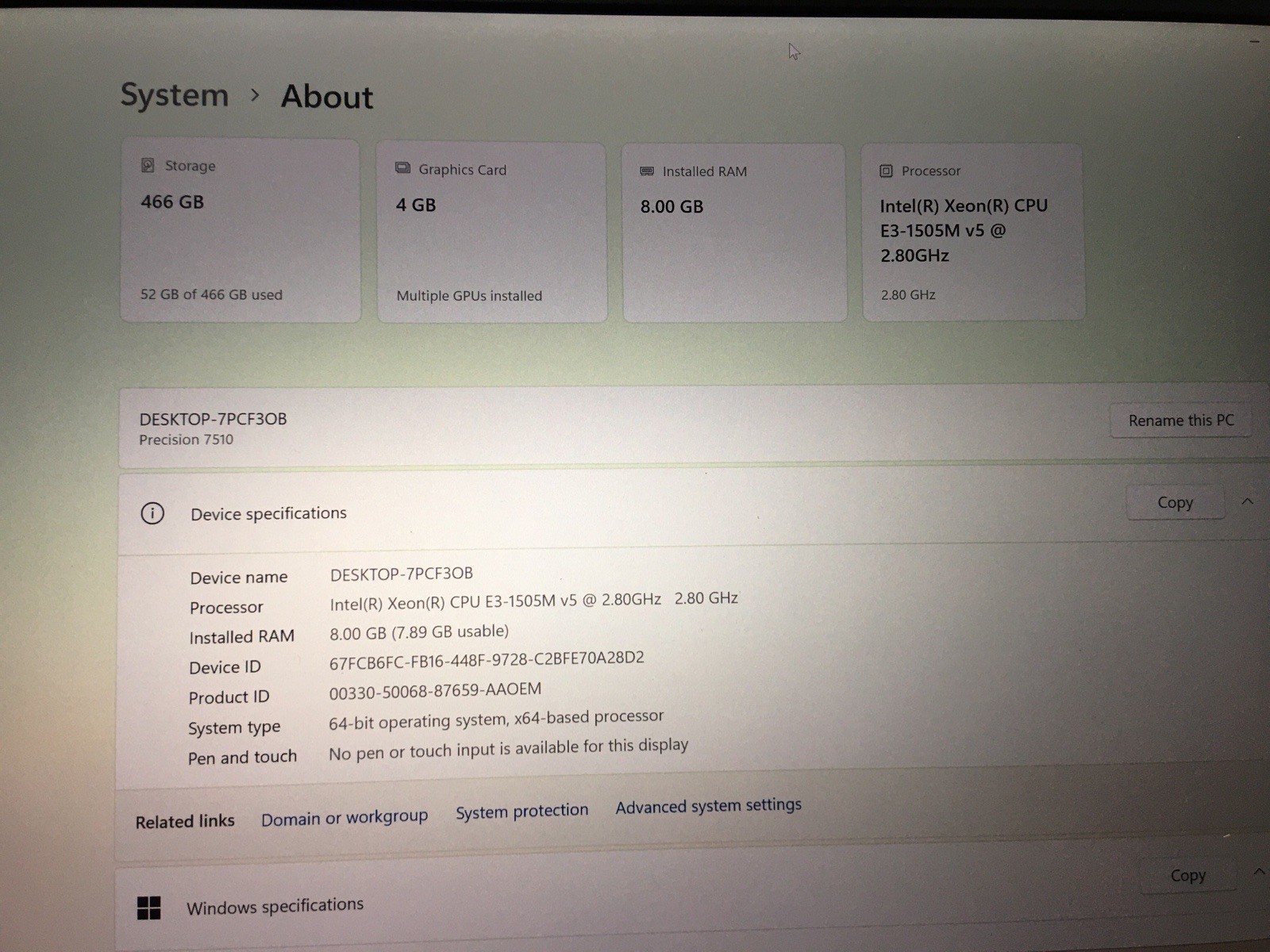 Dell Precision 7510 500gb SSD Win 11 Xeon E3-1505 4 Core 2.80ghz 8gb Ram Webcam