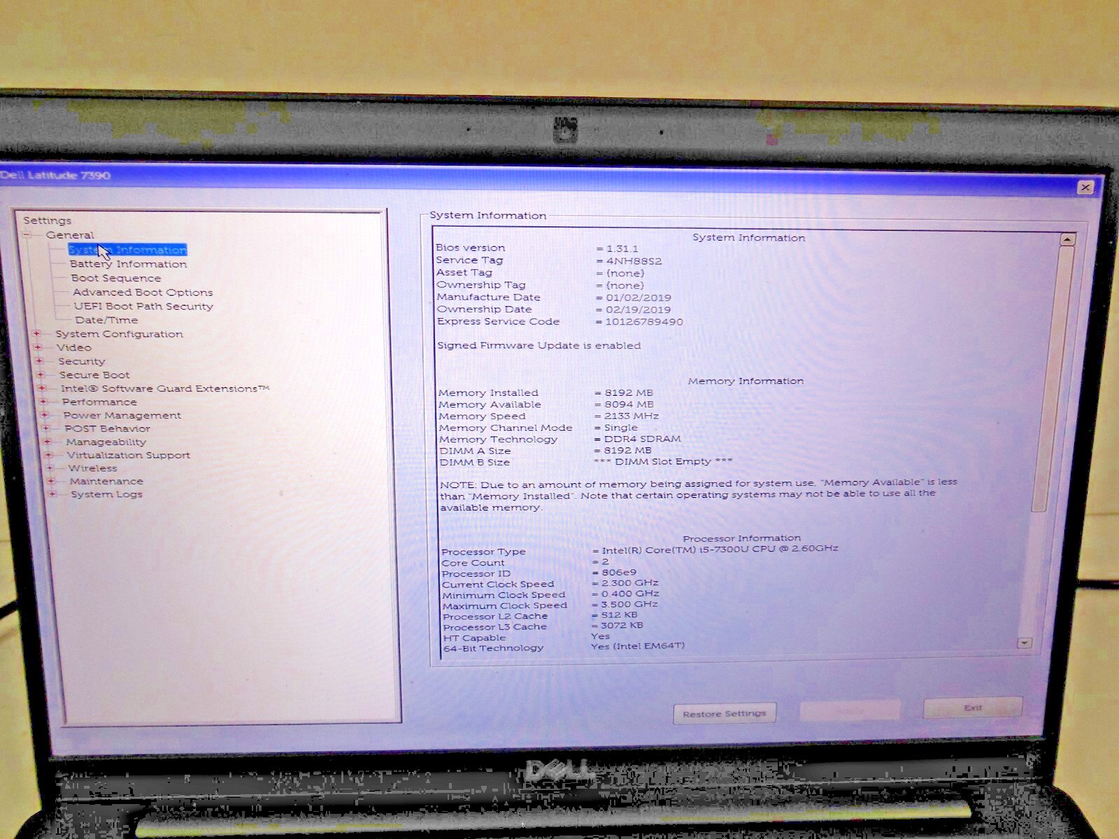 13″ DELL LATITUDE 7390 Intel i5-7300U at 2.60GHz 8GB RAM 128GB M.2 SSD, NO OS