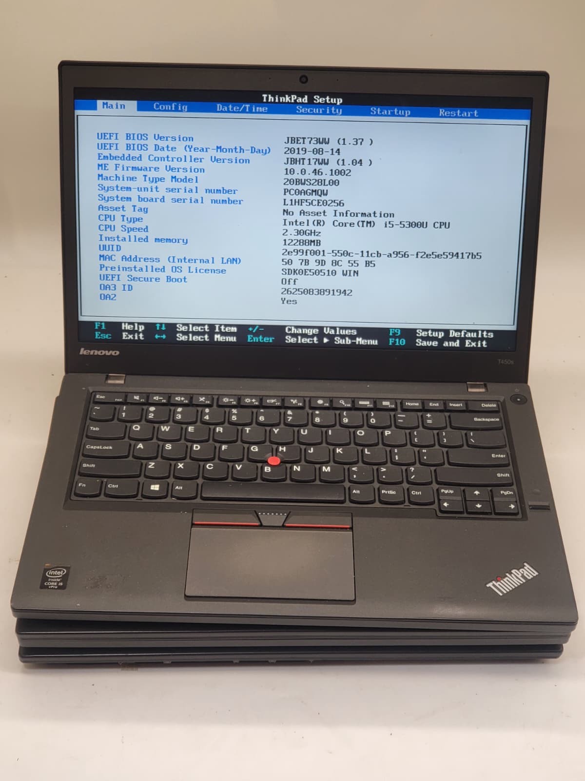 LOT OF 3 Lenovo ThinkPad T450s 14” 4GB RAM NO SSD BOOTED TO BIOS AS IS READ