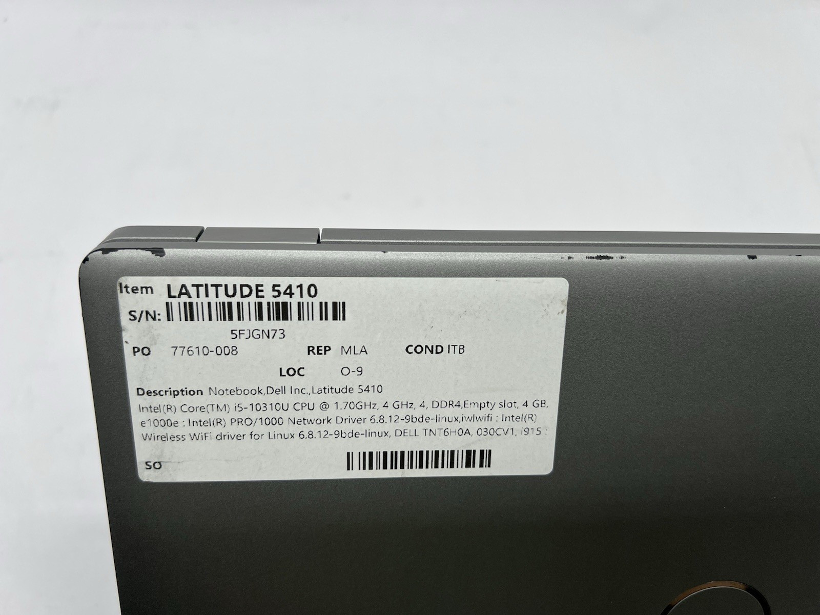 Dell Latitude 5410, i5-10310U CPU, @ 1.70GHz, 4GB RAM-No HDD/OS/Charger