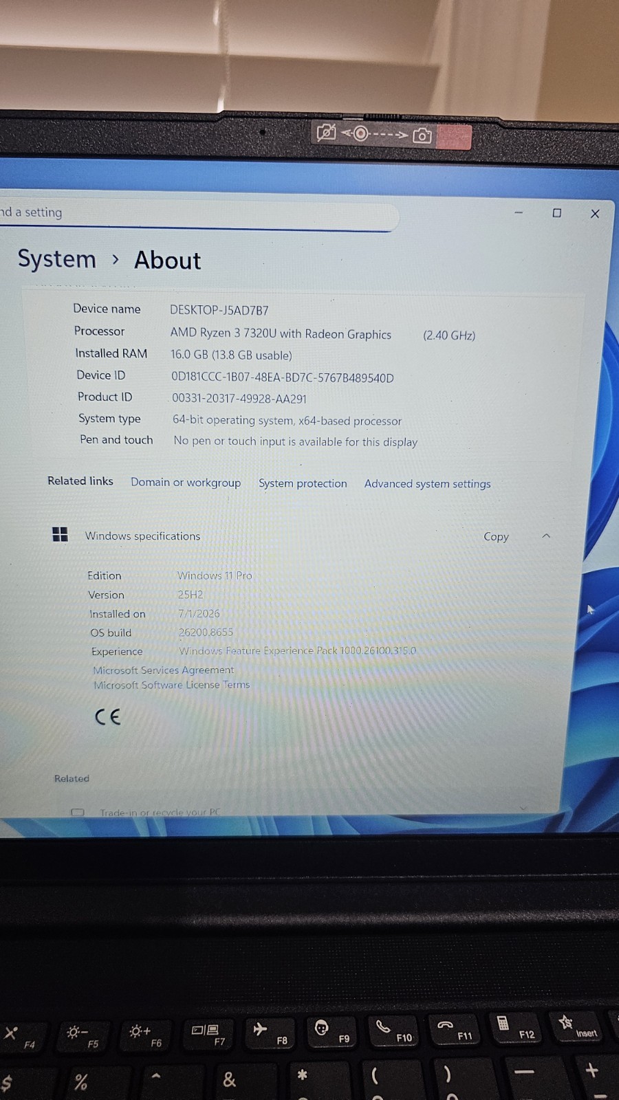 Lenovo V15 G4 AMN 15.6″ Laptop AMD Ryzen 3 7320U 16GB/256GB Win11 Pro