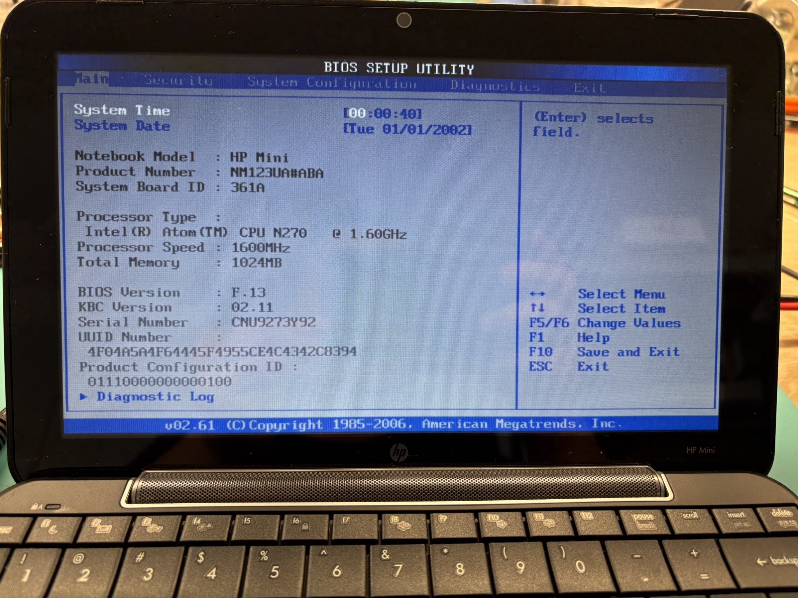 HP Mini 1000 Netbook Intel Atom N270 1.6GHz 1GB RAM 75GB win XP