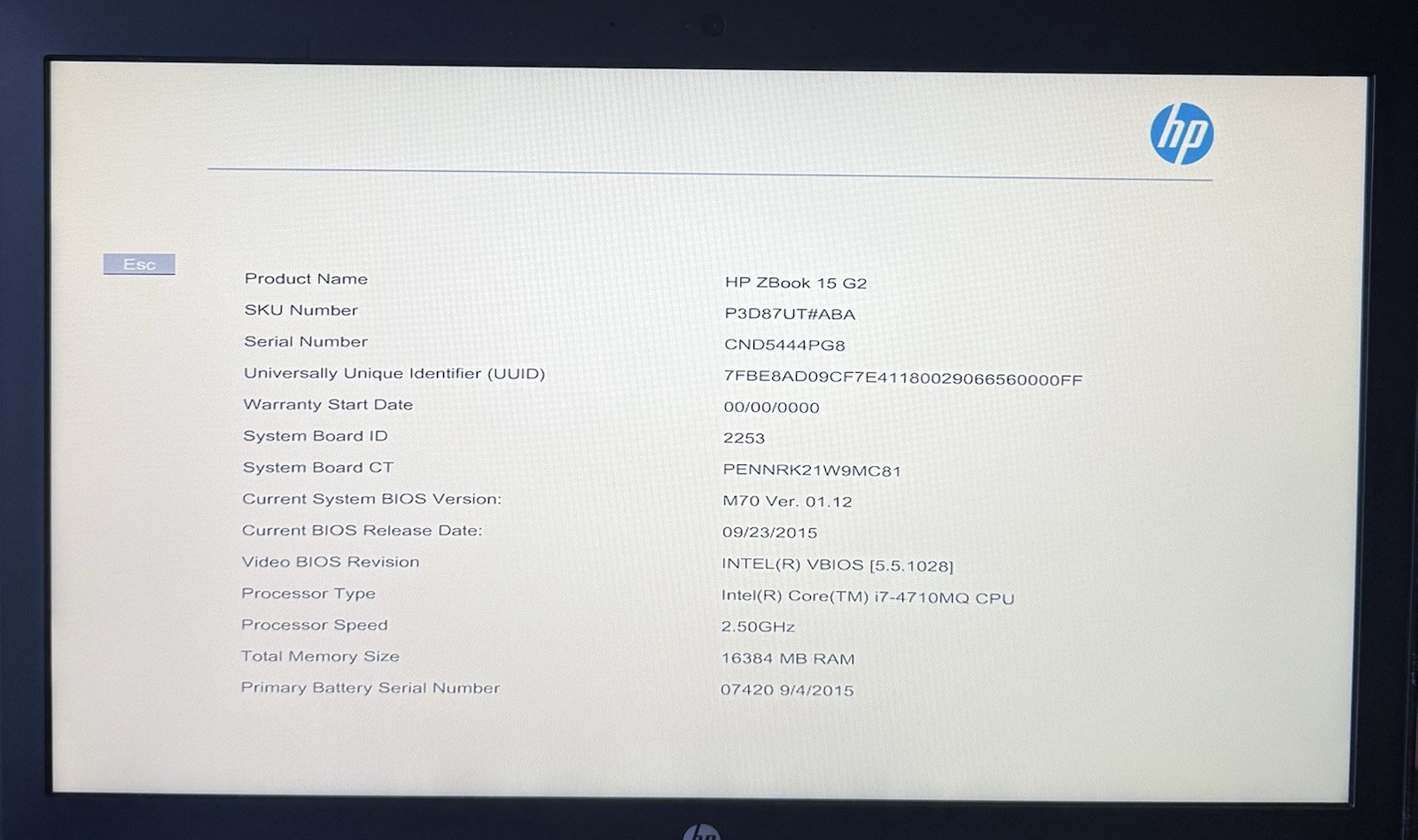 HP Zbook 15 G1 15.6” Laptop i7-4600M 16GB RAM K610M READ