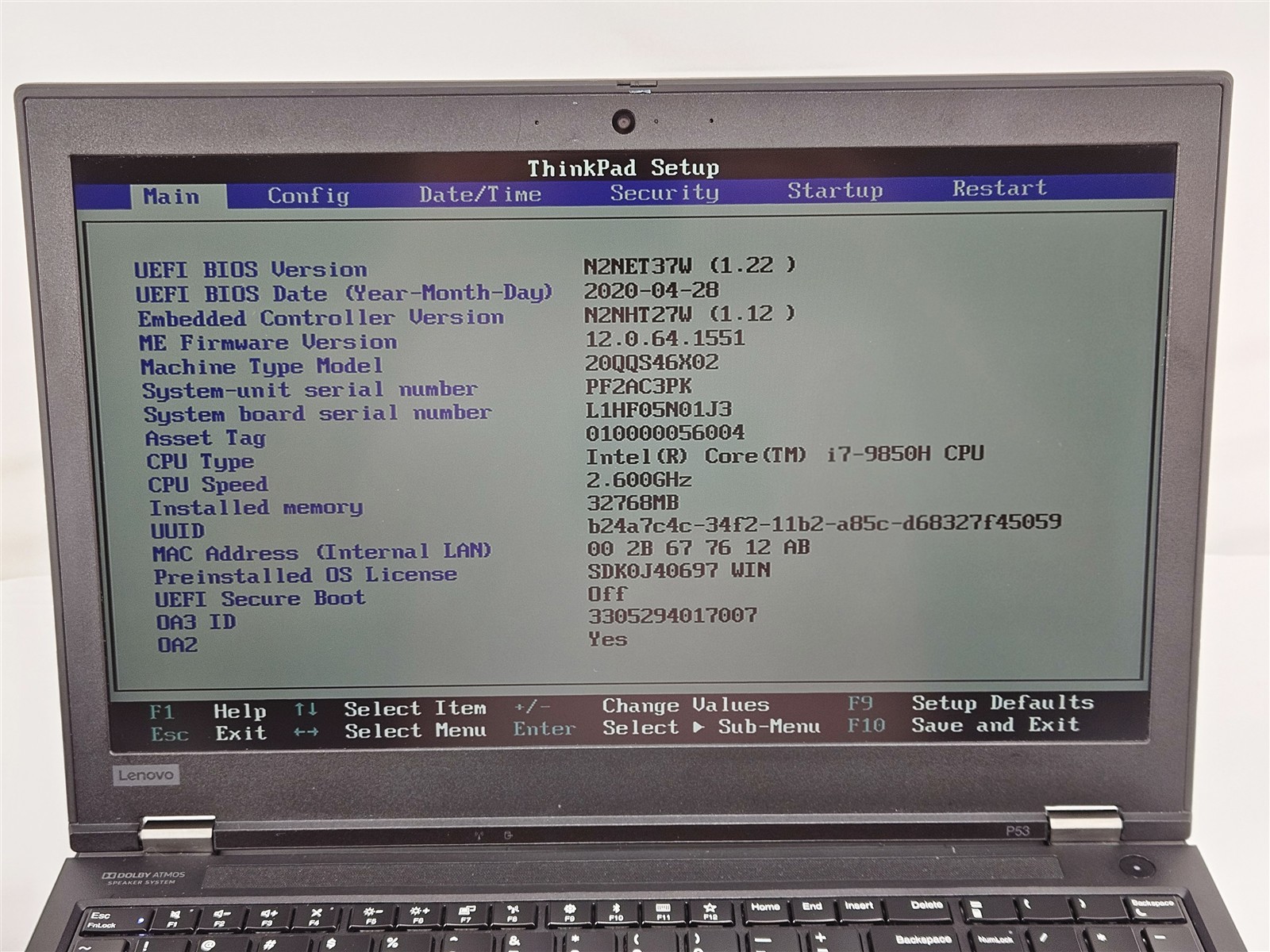 Lenovo ThinkPad P53 Intel Core i7-9850H 16GB 512GB SSD NVIDIA Quadro T1000 15.6″