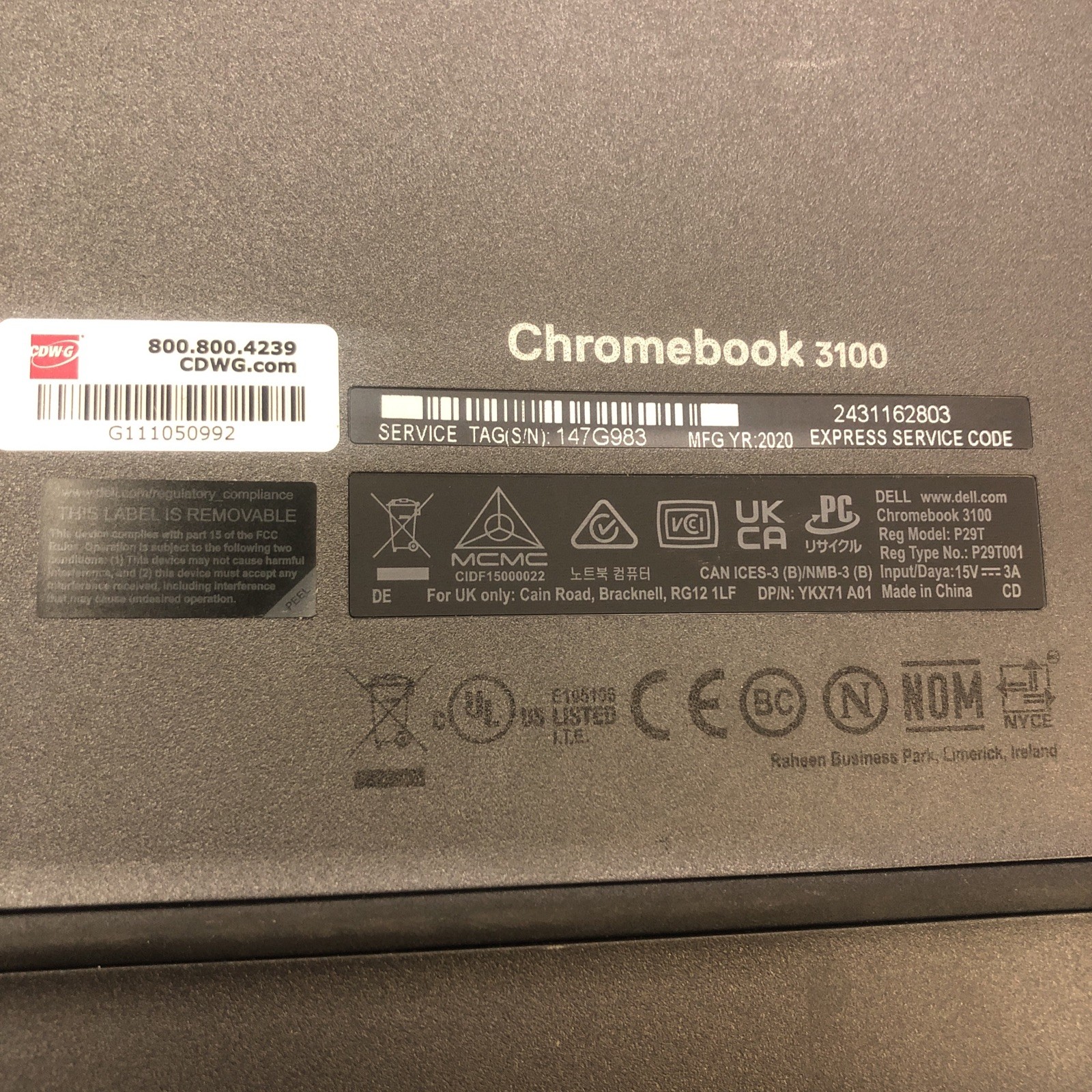 Dell Chromebook 11 3100 11.6″ (32GB eMMC Intel Celero N4020 1.1GHz 4GB)