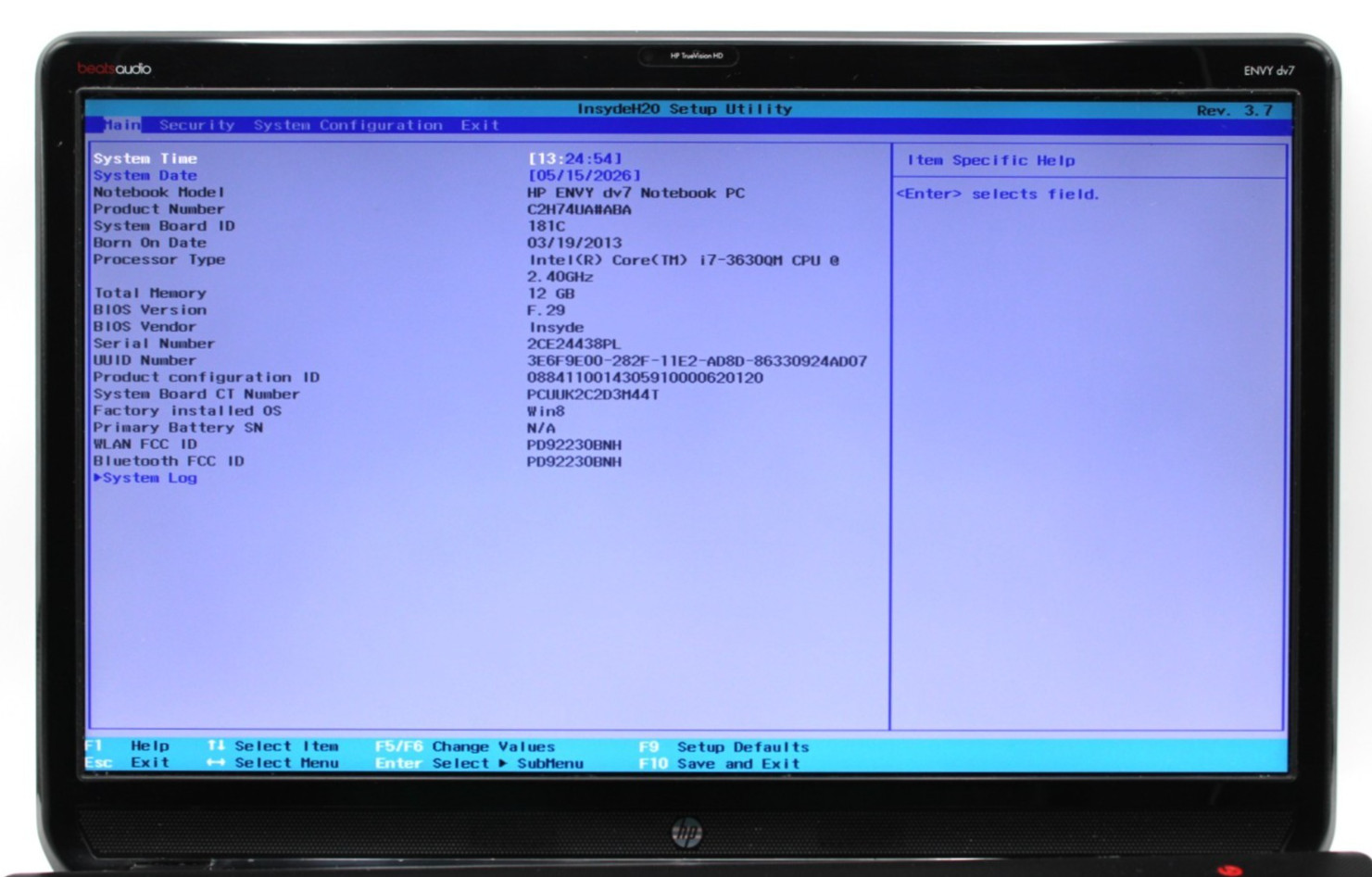 HP ENVY DV7 i7-3630QM@2.4GHz 12GB DDR3 NO STORAGE OR OS *USED/TESTED*