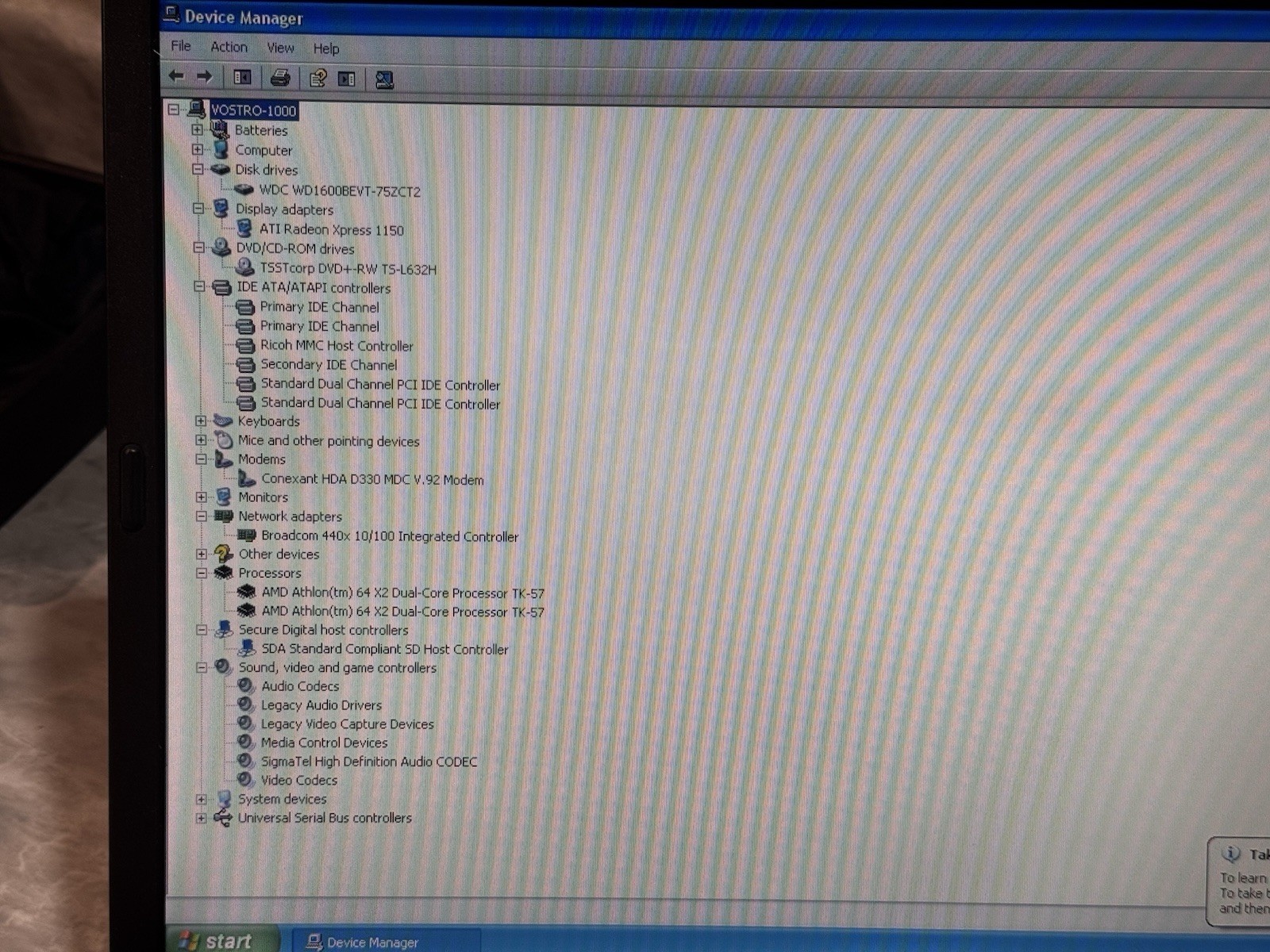 Dell Vostro 1000 Laptop AMD Turion 64 X2 1.9GHz 2GB RAM 160gb HDD Windows XP