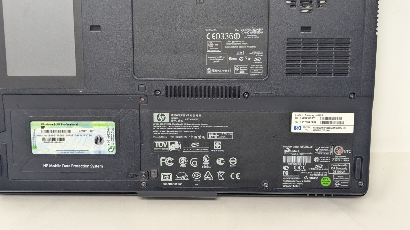 HP Compaq NC6120 Laptop RS232 Parallel XP Celeron Office 2GB Charger See Details