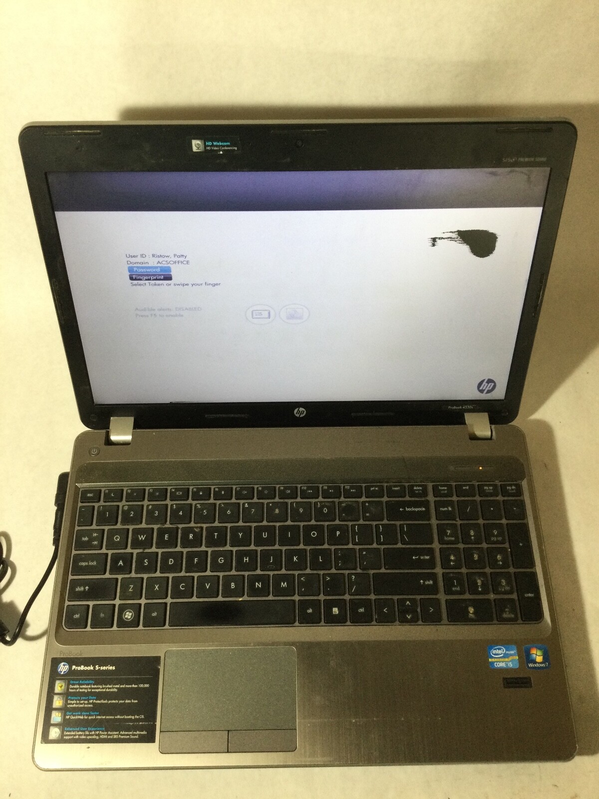 HP PROBOOK 4530S – FOR PARTS – INTEL I5 – NO RAM – READ DESCRIPTION – BB!!!!!!!!