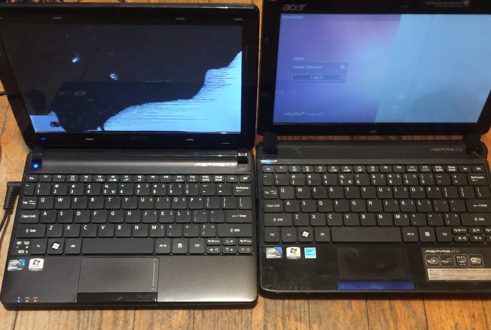 2x ACER LAPTOPS (ASPIRE ONE NAVE50 AND ASPIRON ONE ZE6) BROKEN SCREEN ,BUT WORK