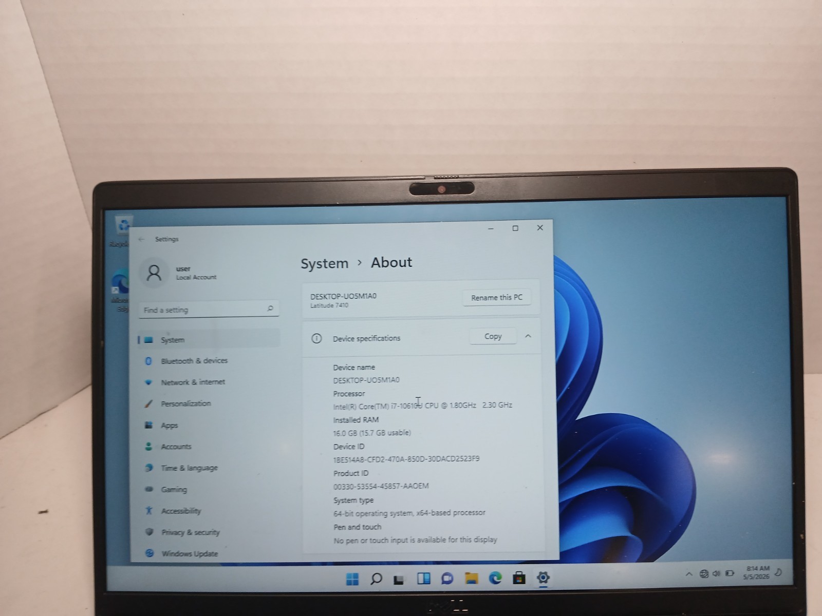 Dell Latitude 7410 14″ Laptop Core i7-10610U 16GB RAM 256GB SSD Win11 #97