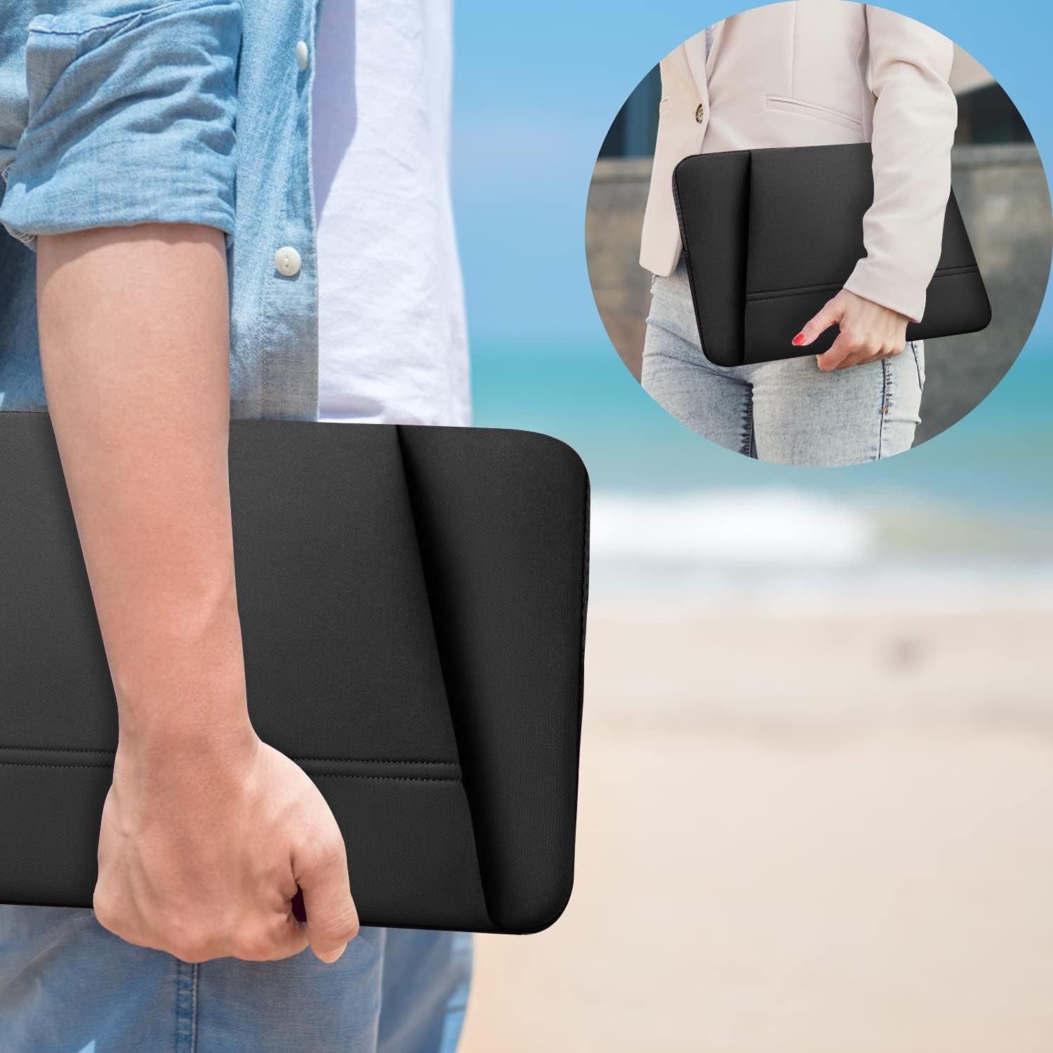 Laptop Sleeve 15.6 inch, Upgrade Sturdy Portable Monitor Computer Laptop Case, B