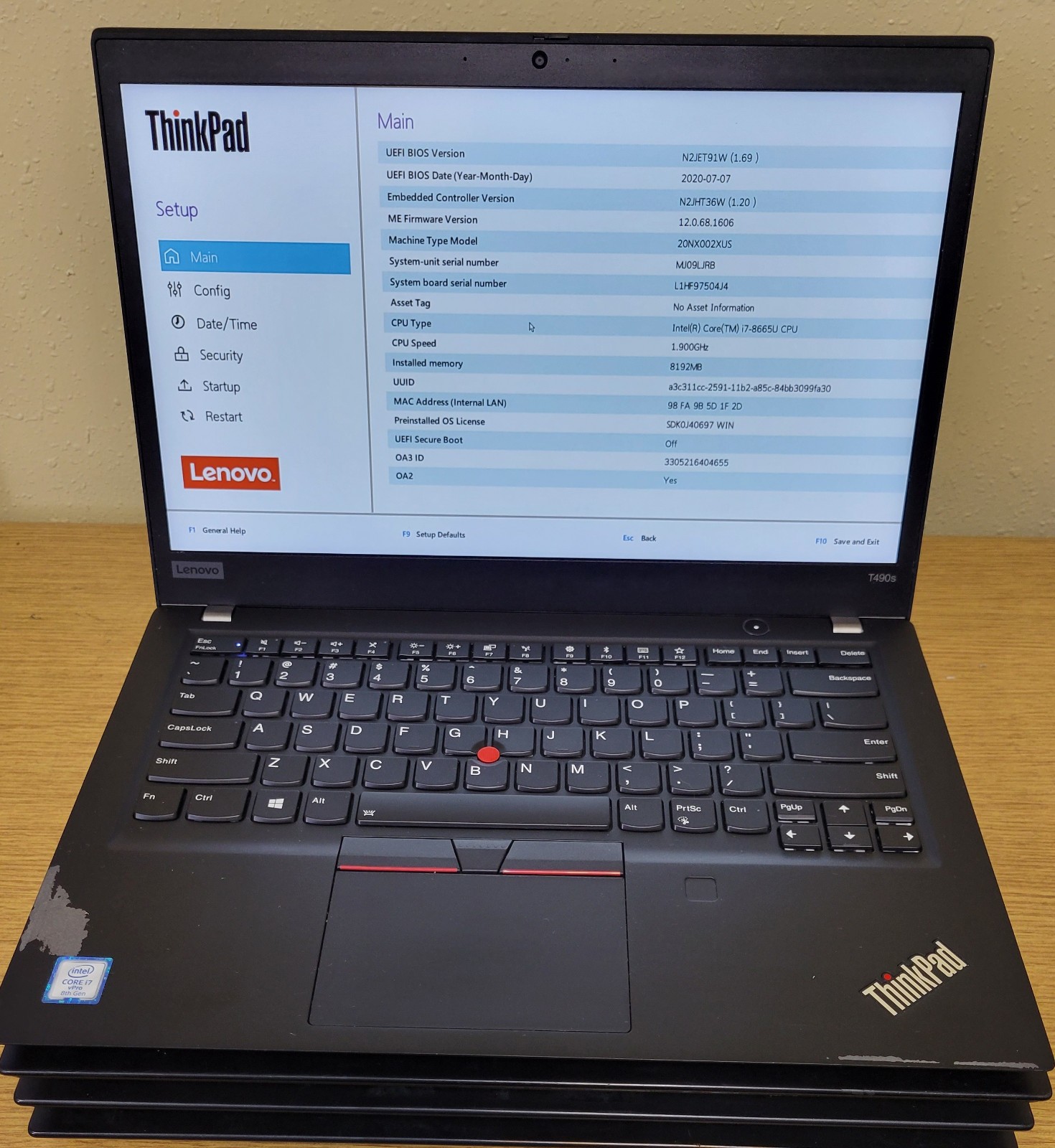 (Lot of 4) Lenovo ThinkPad T490s i5/i7-8th Gen 1.6/1.90GHz 8GB No OS/SSD/HDD