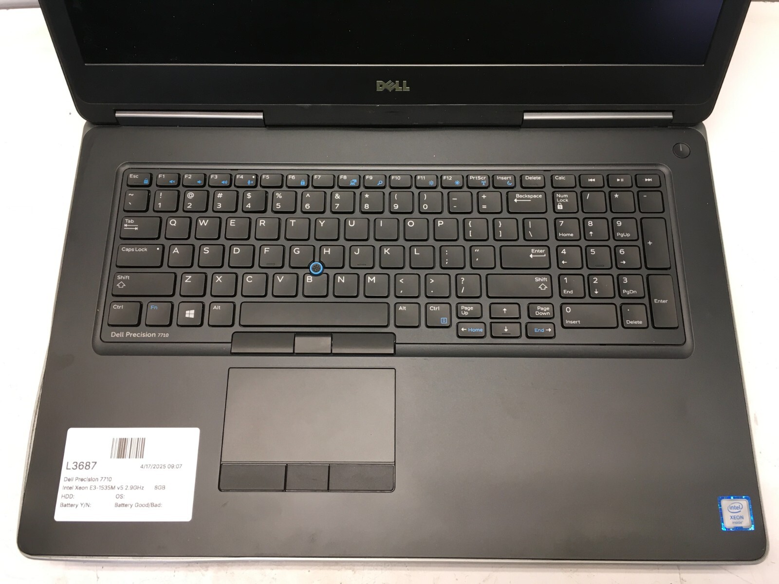 Dell Precision 7710 Intel Xeon E3-1535M v5 2.9GHz 8GB Quadro M3000M – READ DESC