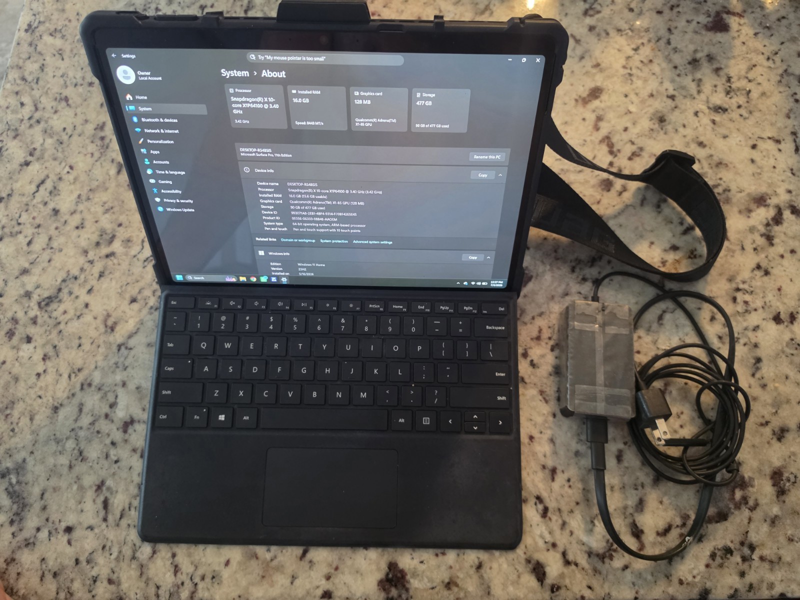 Microsoft Surface Pro 11″ 16GB RAM 512GB w/ Keyboard & Rugged Case, Mint