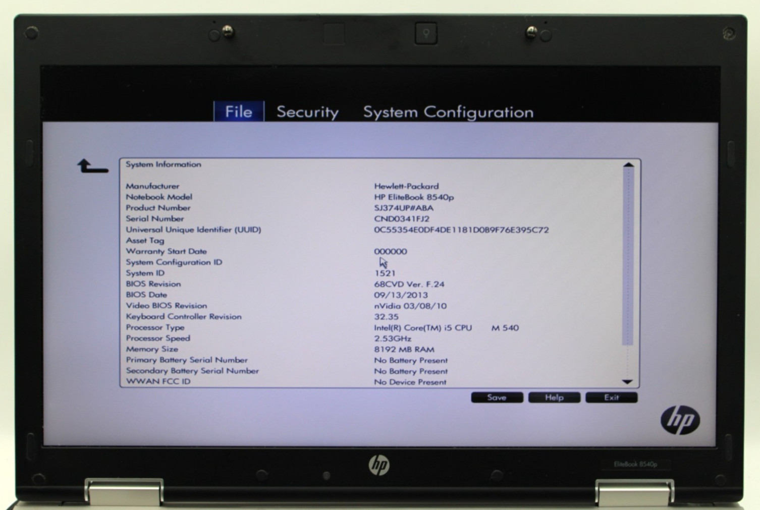 HP Elitebook 8540p i5-540M@2.53GHz 4GB DDR3 NO STORAGE OR OS *USED/TESTED*