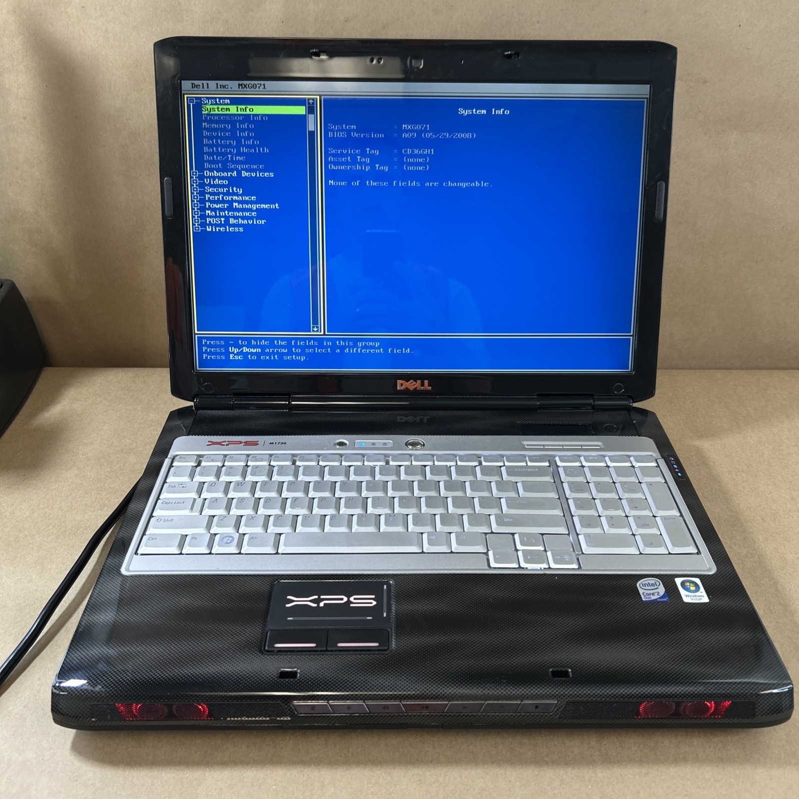 Dell XPS M1730 Laptop Core 2 Duo 4GB RAM No HDD/OS Parts w/ Charger Battery