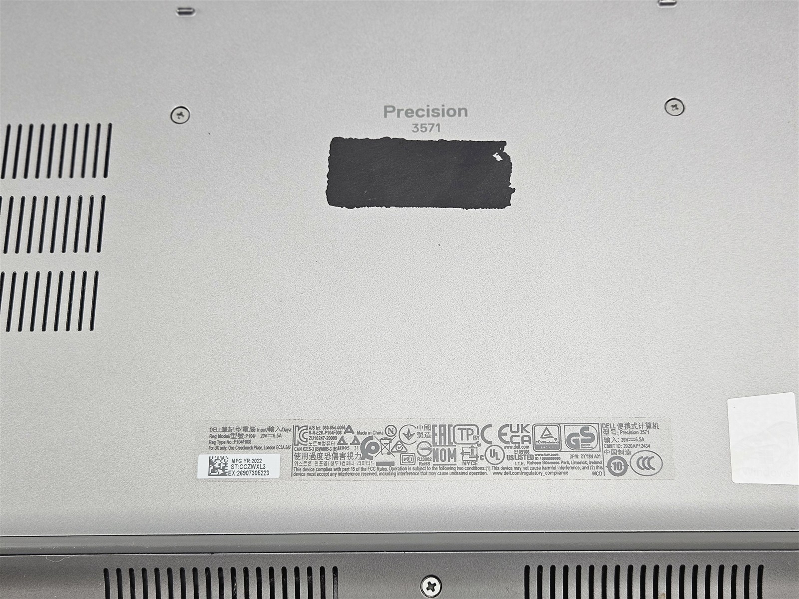 Dell 15.6″ Precision 3571 Intel Core i5-12600H 16GB 256GB SSD No OS