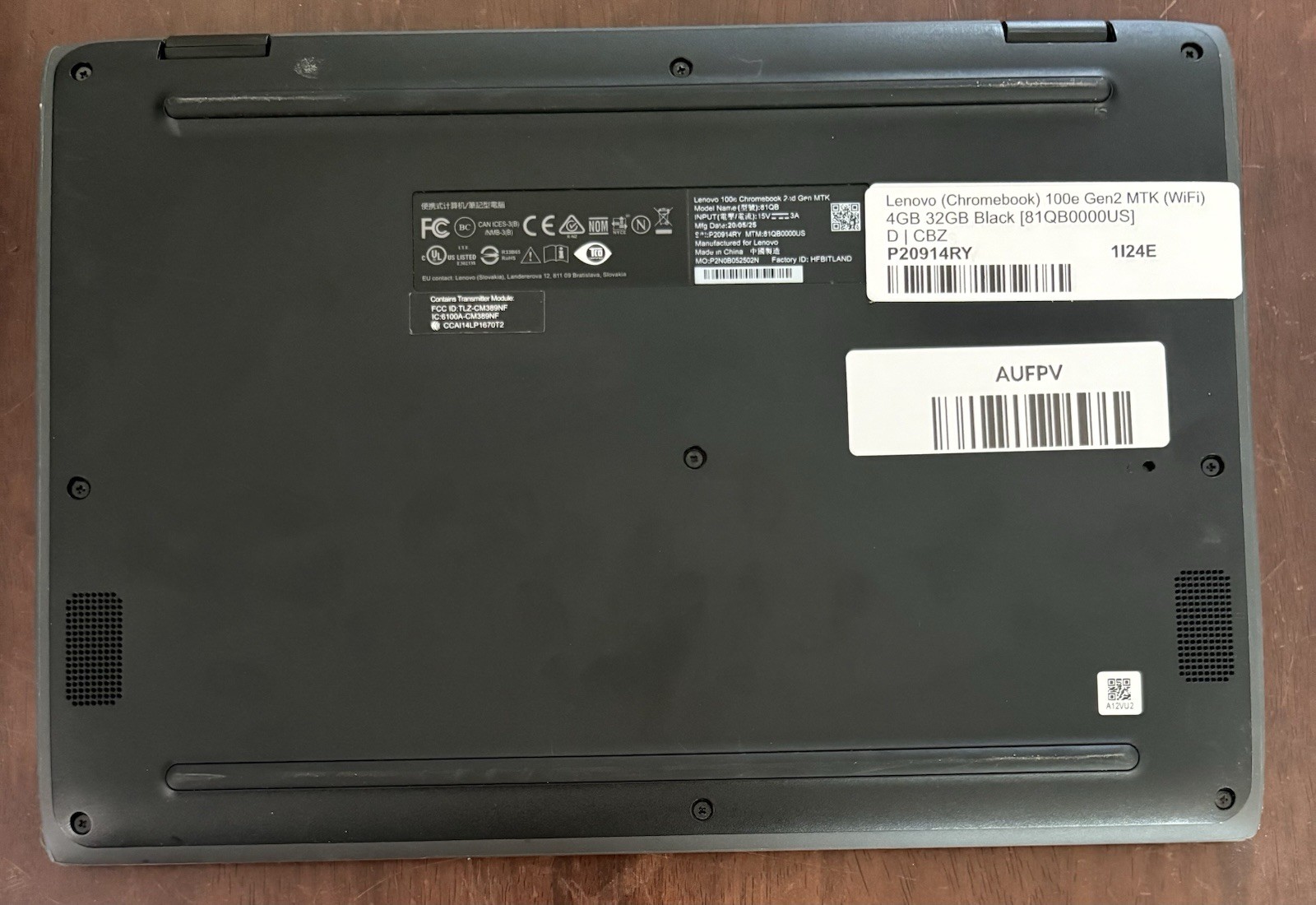 Lenovo Chromebook 100e Gen2 MTK 11.6″ 32GB Black w/ Charger