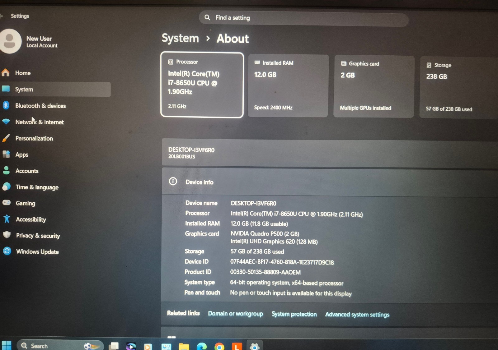 LENOVO THINKPAD P52S i7-8650U 12GB 256GB QUADRO P500 WIN 11 + OFF PRO 2024