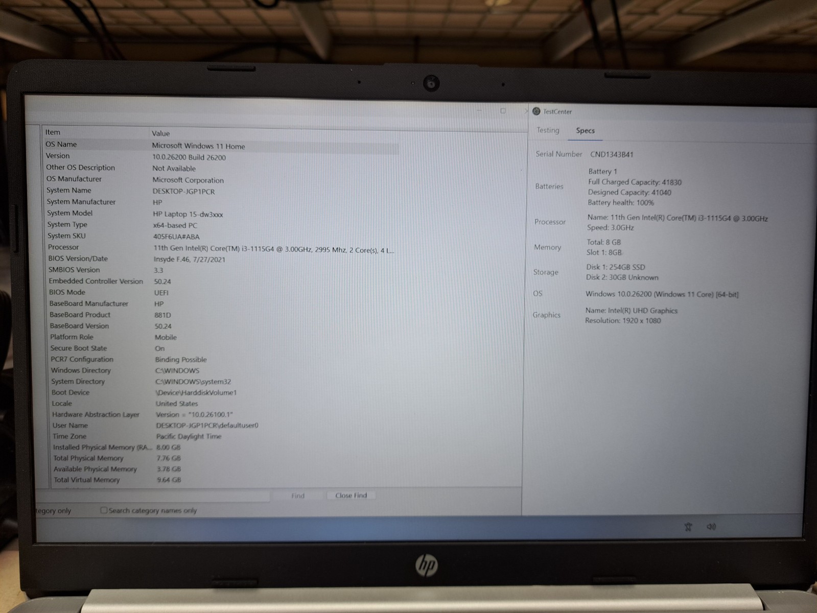 HP 15-DW3033DX 15.6″ Laptop i3-1115G4 3GHz 8GB RAM 256GB SSD Windows 11 Home