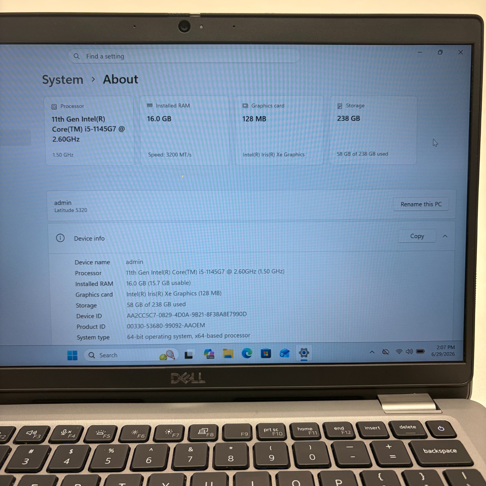 Dell Latitude 5320 13.3″ i5-1145G7 16GB 256GB SSD
