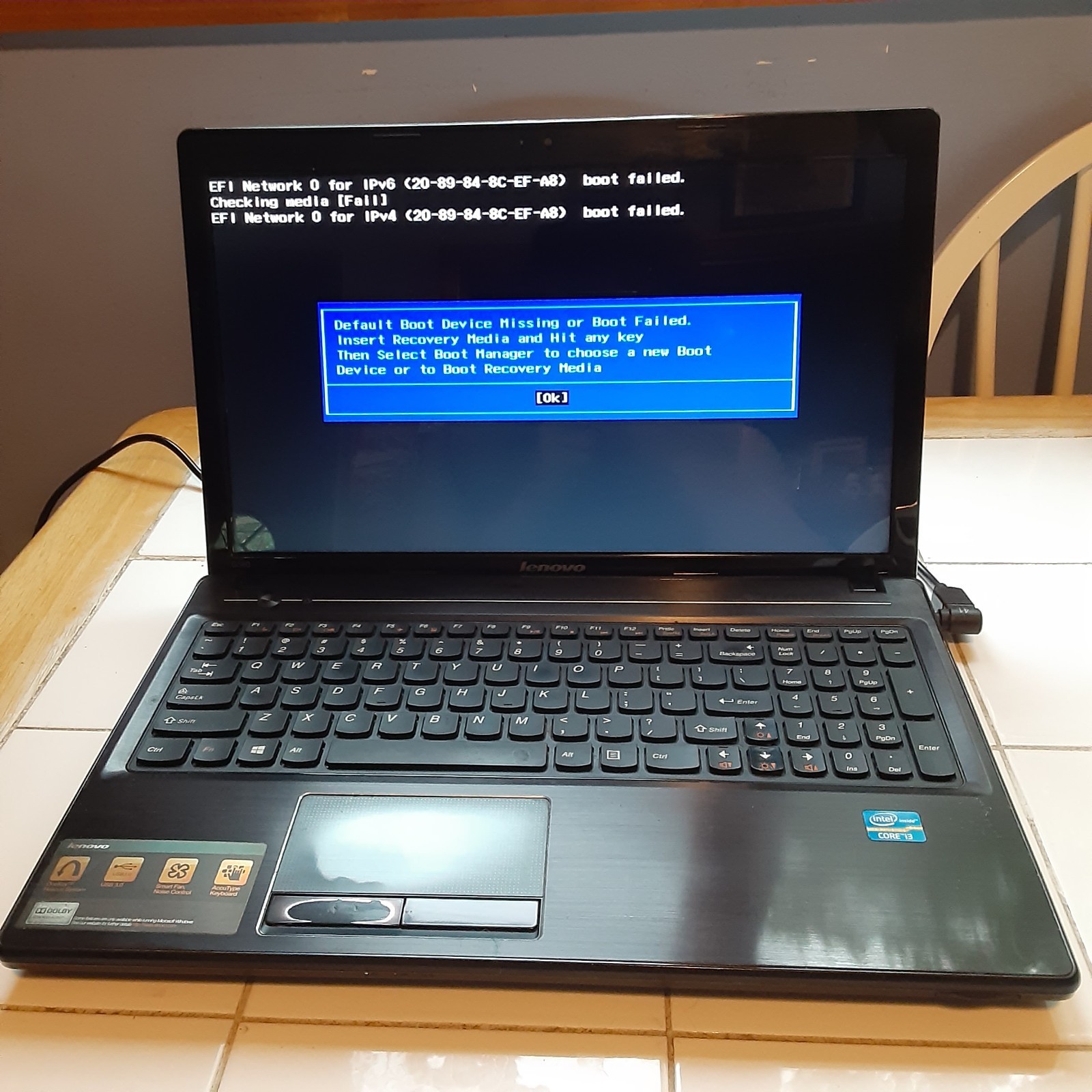 Lenovo G580 Intel Core i3‑3120M 2.50 GHz 4 GB RAM No HDD