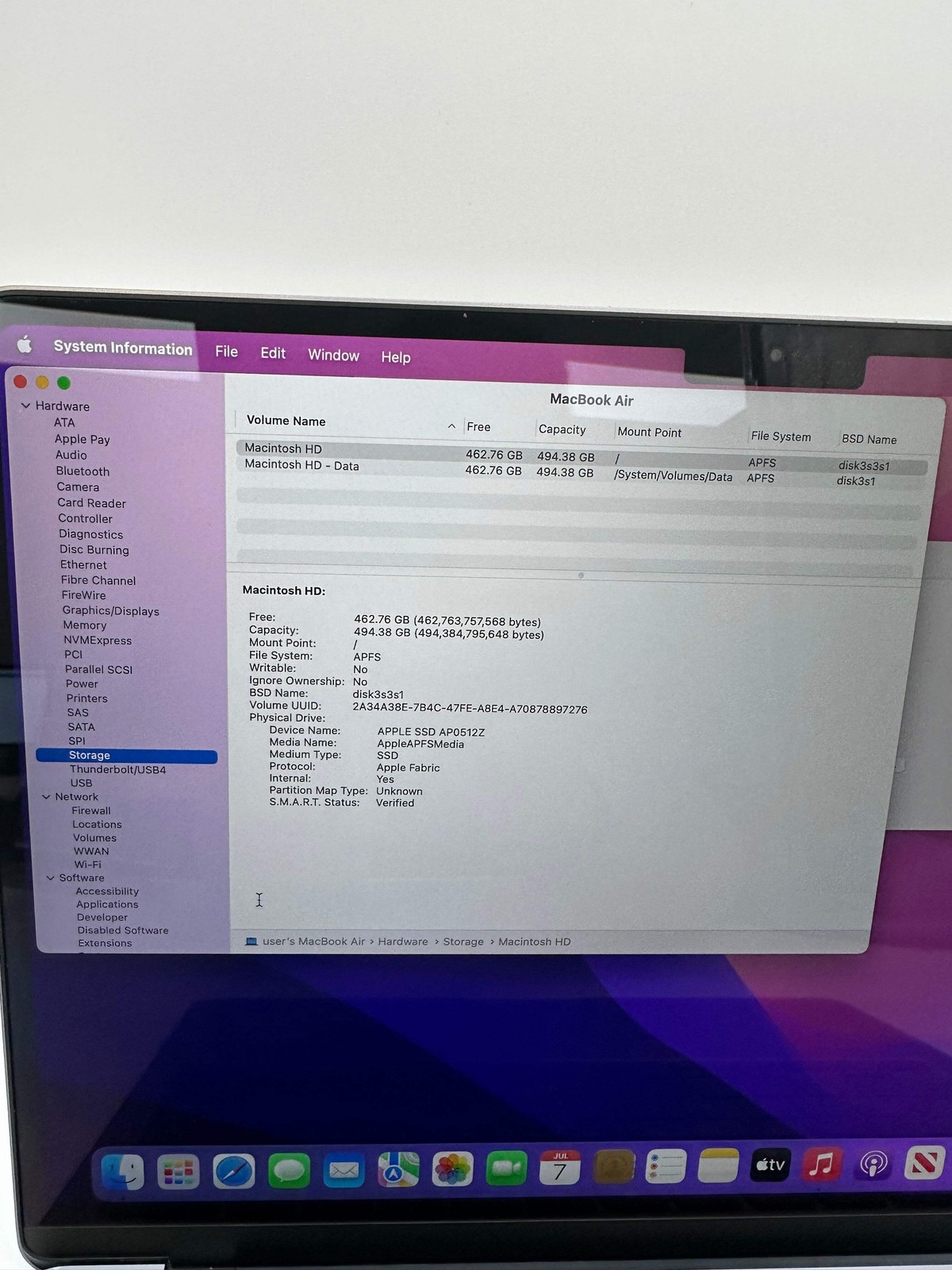 Apple MacBook Air 13-inch M2 A2681 2023 Laptop 8GB RAM 500GB Space Gray Used – B