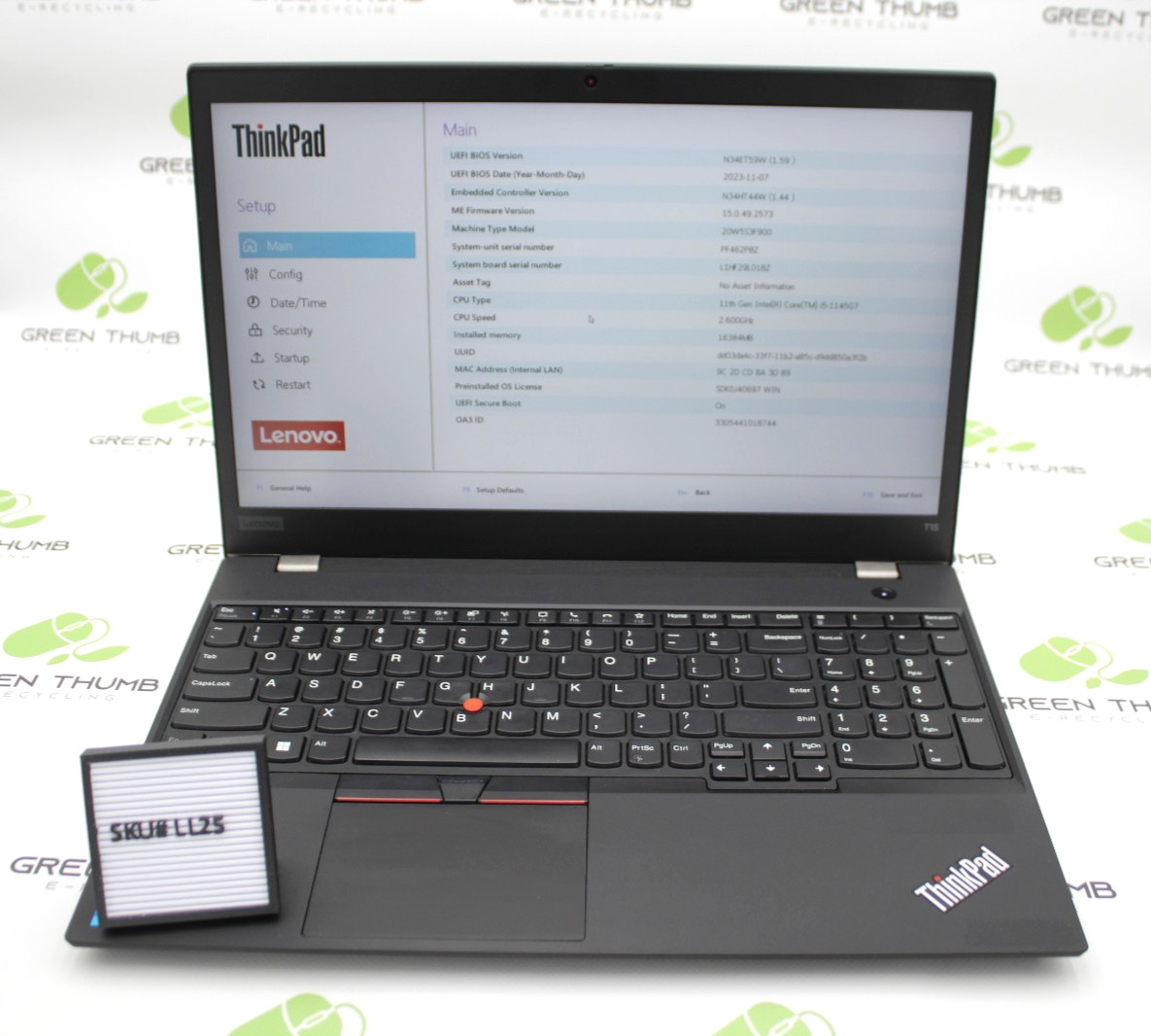 Lenovo ThinkPad T15 Gen 2 Laptop i5-1145G7 2.6GHz 16GB RAM NO OS NO SSD GRADE B