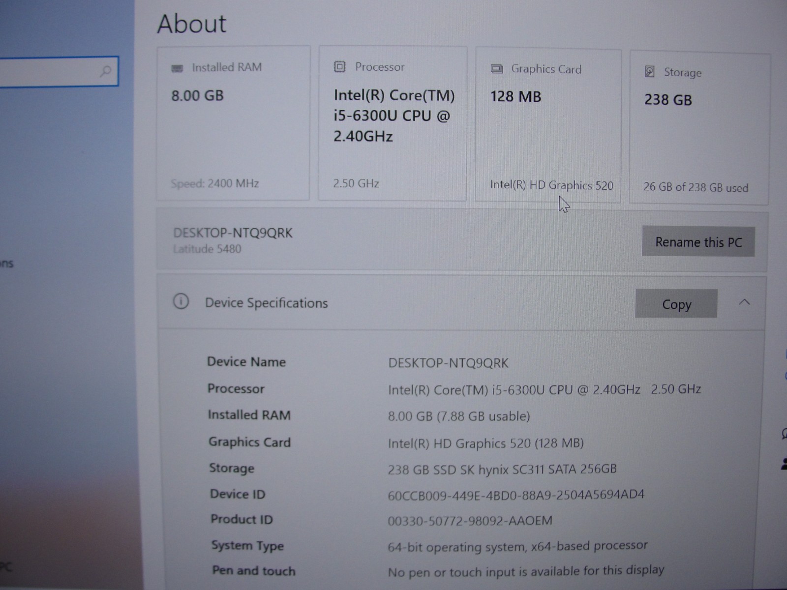 Dell Latitude 5480 14”Full HD Intel Core i5-6300U 8GB RAM 256GB SSD Win10 Pro