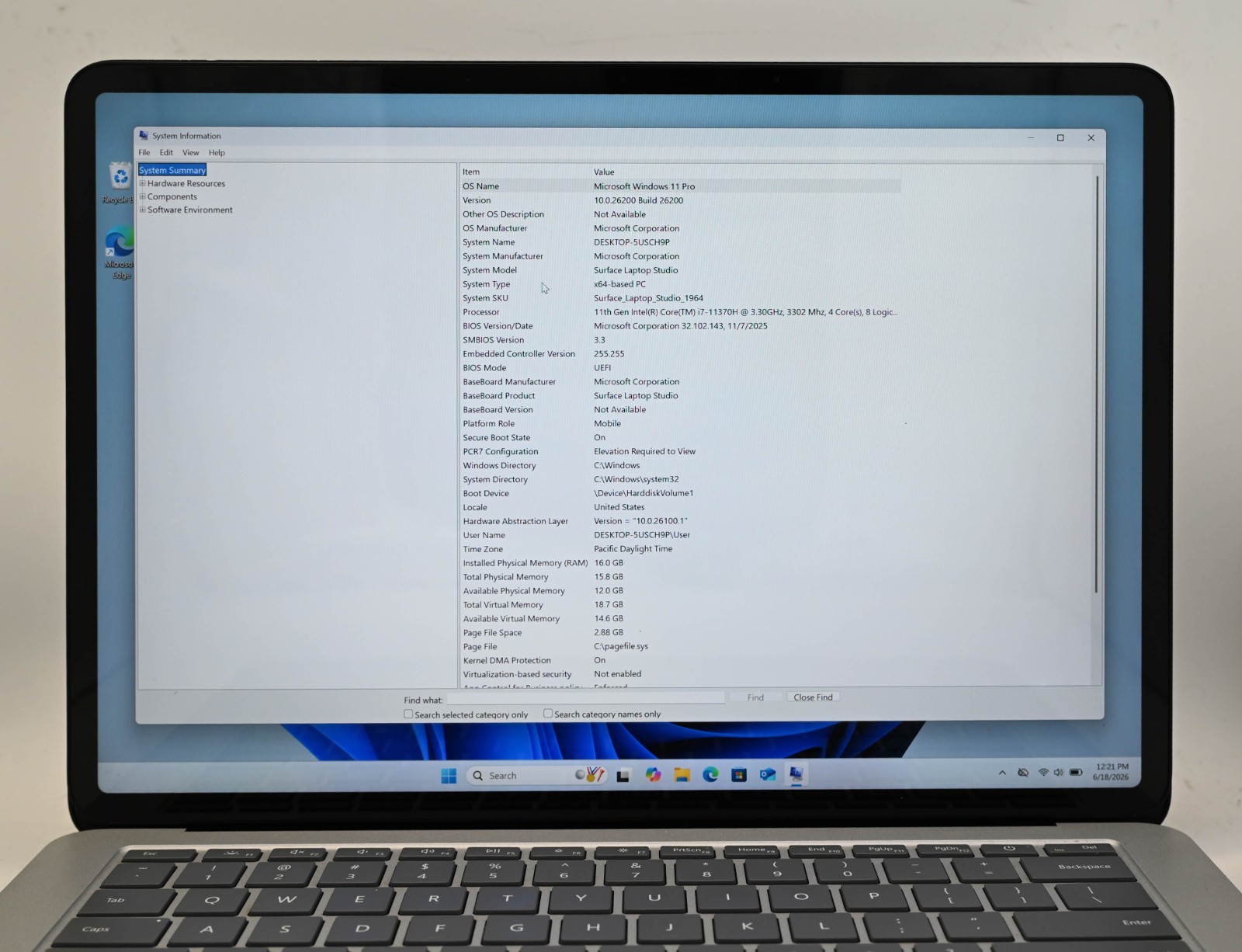 Microsoft Surface Laptop Studio i7-11370H 3.3GHz 16GB RAM 512GB SSD BH: 86.3%