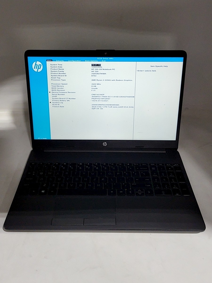 HP 255 G8 2Q0G8UT-ABA Laptop AMD RYZEN 3 3250U 8GB SEE NOTES