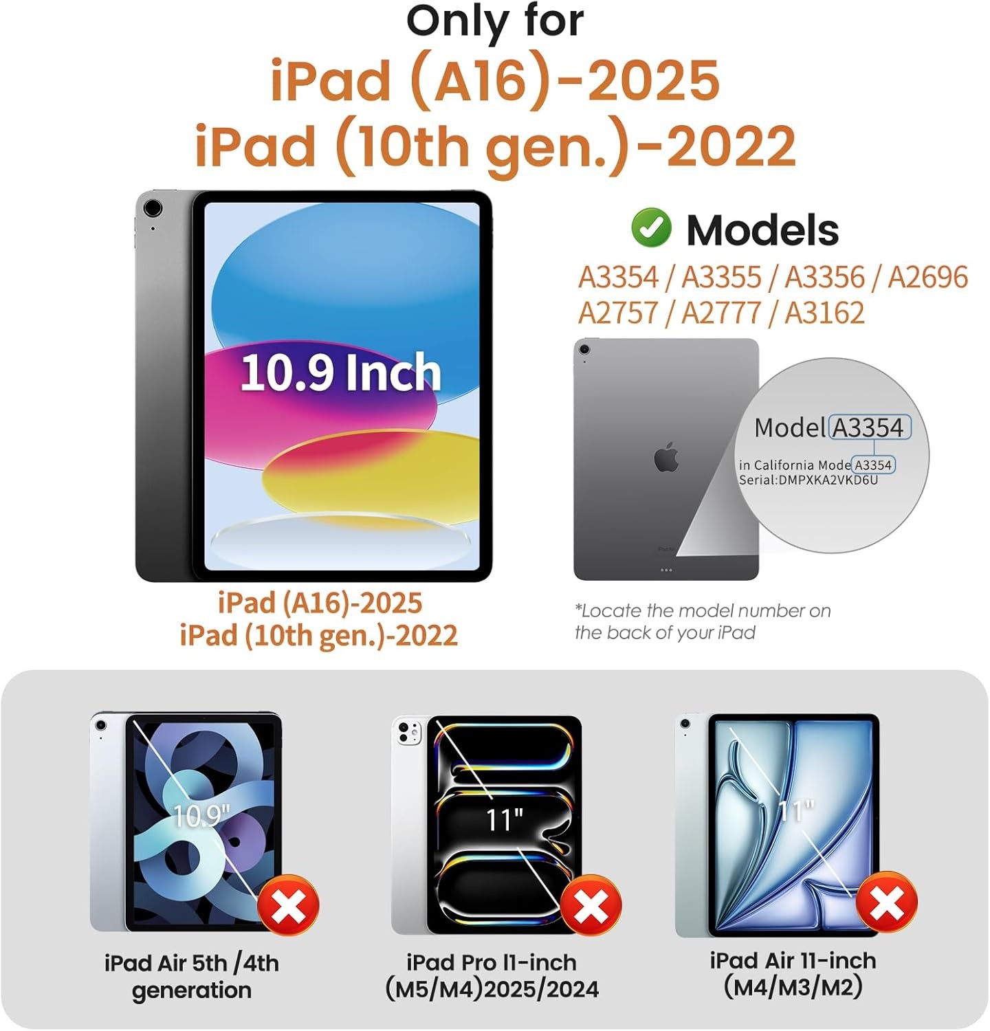9H+ Tempered Glass Screen Protector for iPad 11th/10th Gen. (A16 2025/2022)