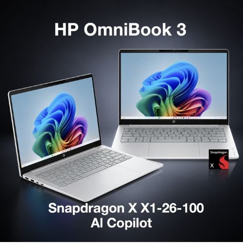 HP OmniBook 3 AI PC 14.0″ Touch WUXGA Snapdragon X X1-26-100 16GB RAM 512GB W11H