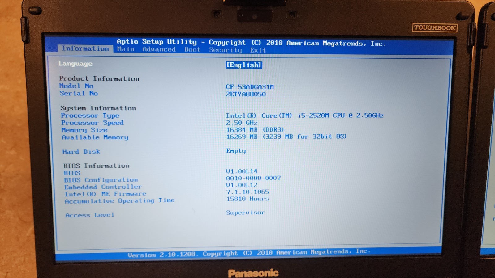 2x Lot Panasonic Toughbook CF-53 Rugged 14″ i5-2520M 16GB RAM Has HDD Caddy