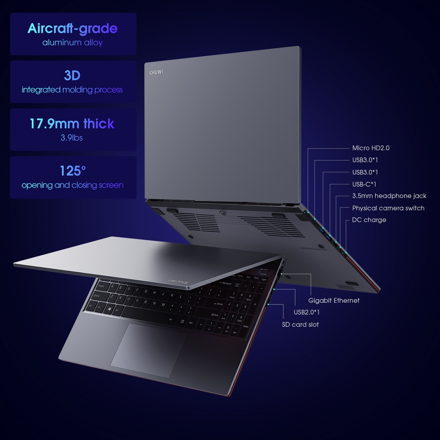 CHUWI 14.1” Laptop Computer Intel Core 8GB RAM 512GB SSD WiFi Windows 11