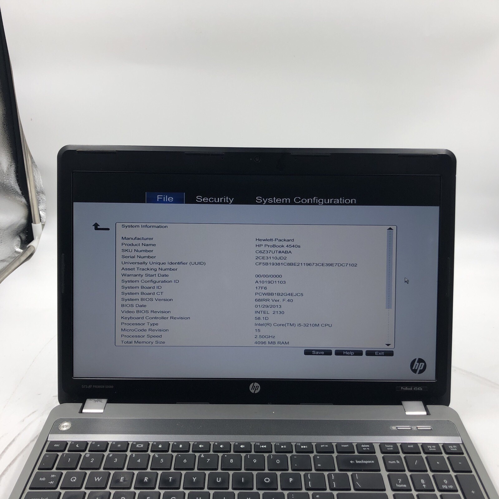 HP ProBook 4530s Laptop i5-3210M 2.5GHz 4GB NO HDD/OS Dead Board (FOR PARTS)